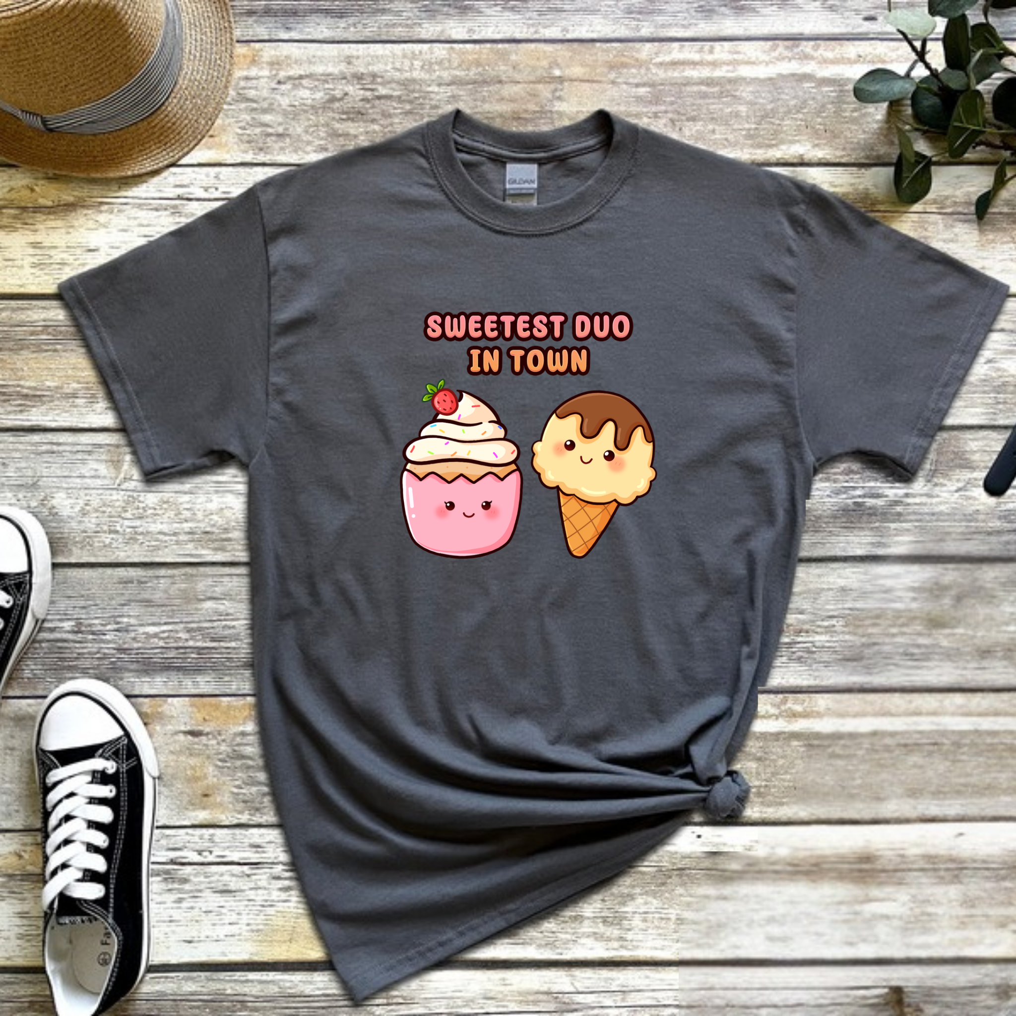 Sweetest Duo in Town Cupcake and Ice Cream Couple T-Shirt