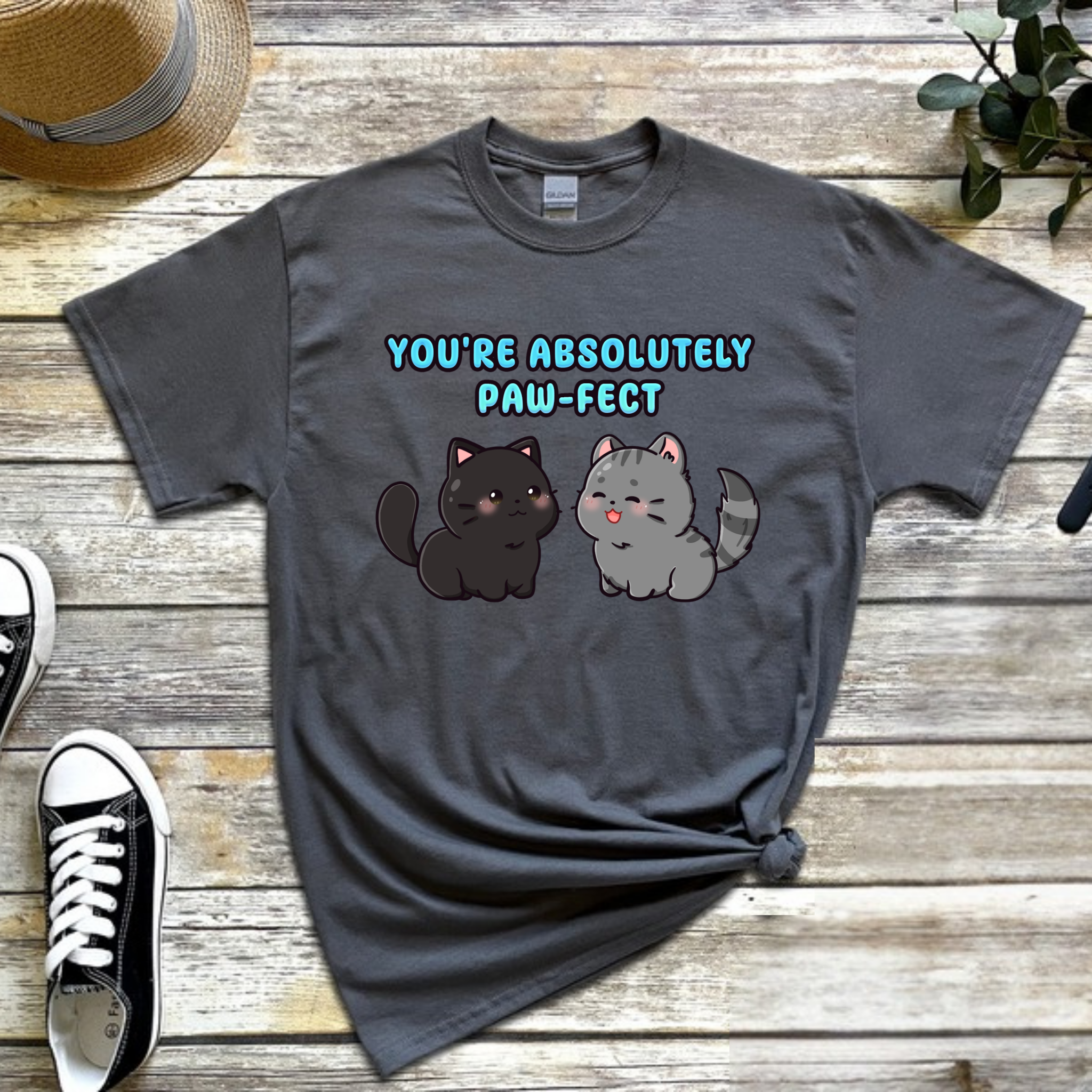 You're Absolutely Paw-Fect Cat Couple T-Shirt