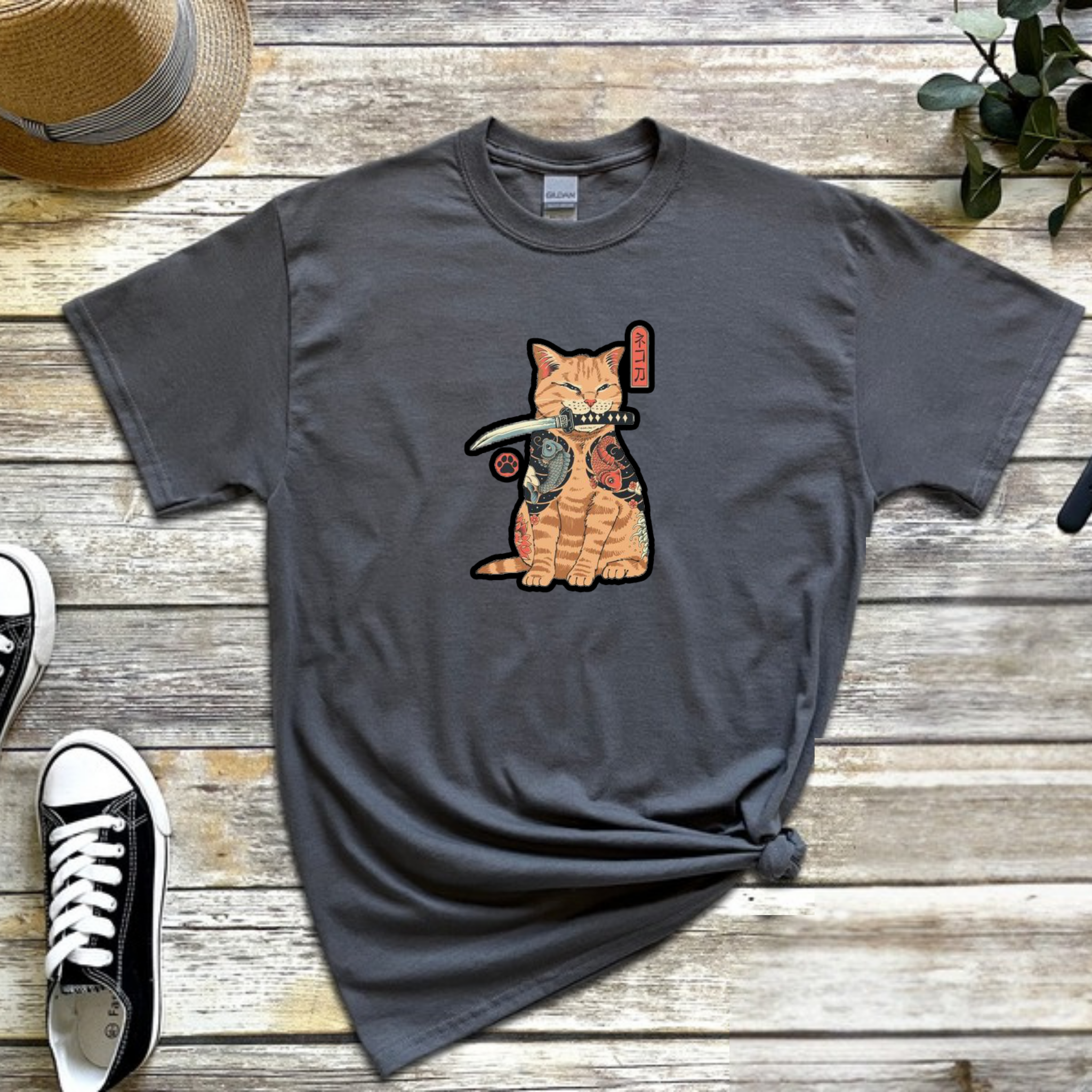 Japanese Samurai Cat T-Shirt