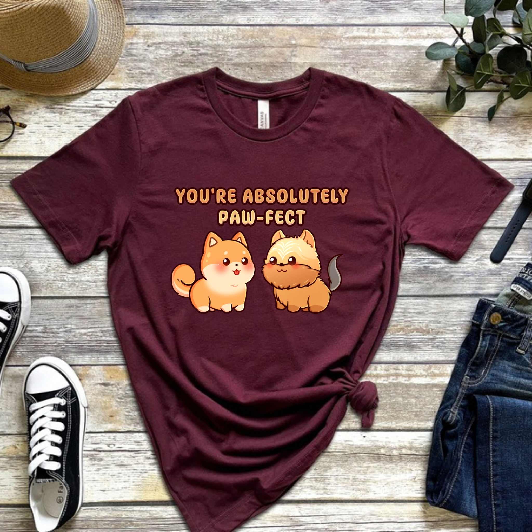 You're Absolutely Paw-fect Dog Couple - Shiba Inu & Yorkshire Terrier T-Shirt