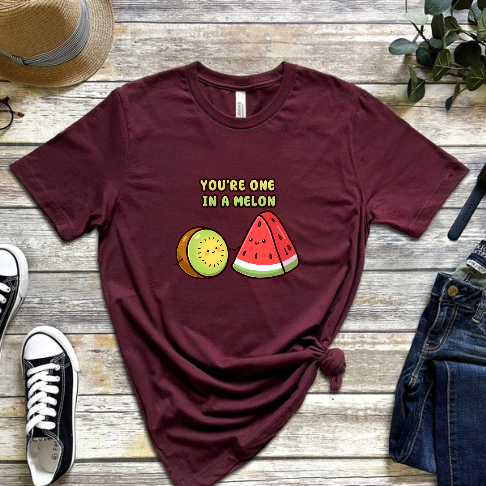 You're One in a Melon Kiwi and Watermelon Couple T-Shirt