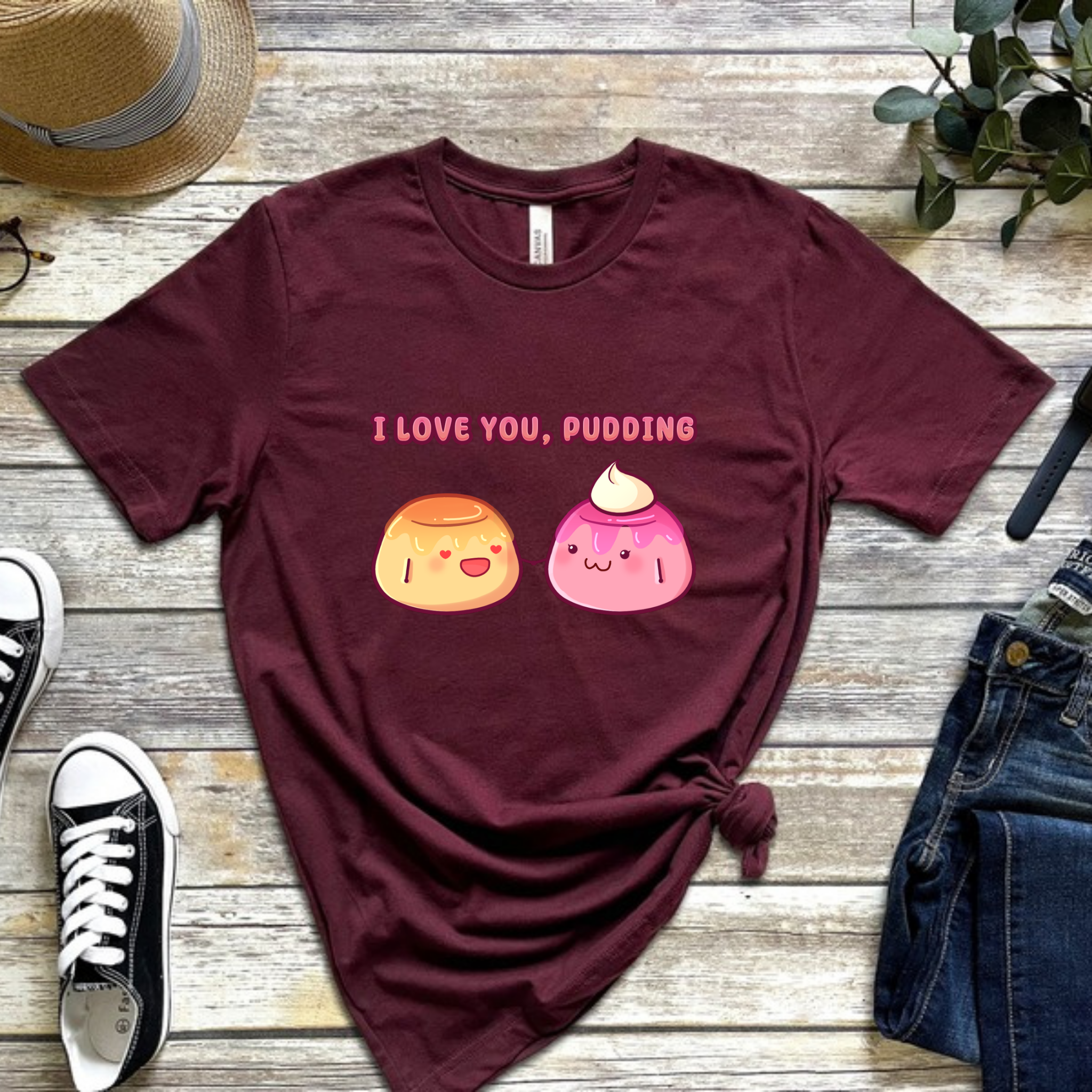 I Love You, Pudding Flan and Pudding Couple T-Shirt