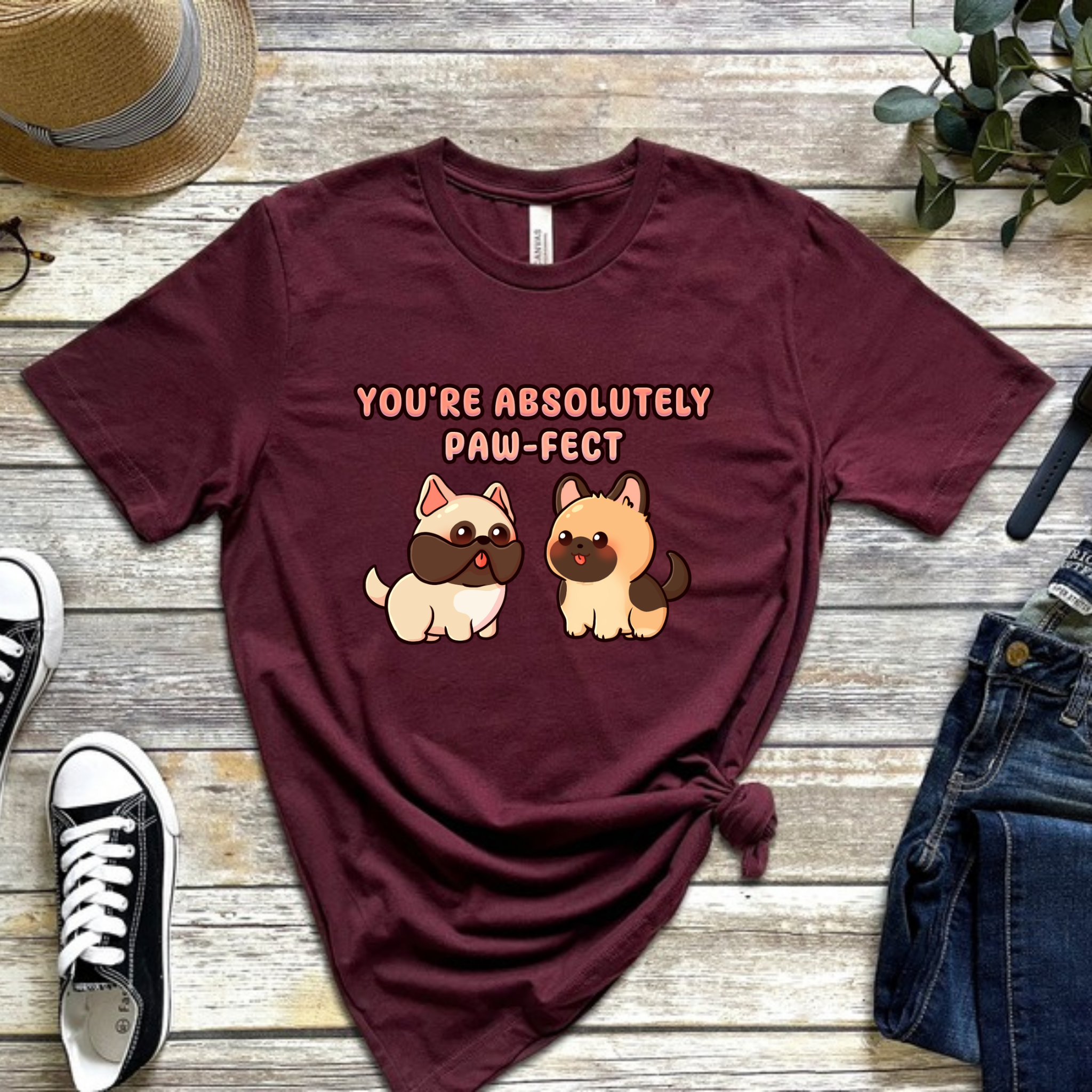 You're Absolutely Paw-fect Dog Couple - French Bulldog & German Shephard T-Shirt