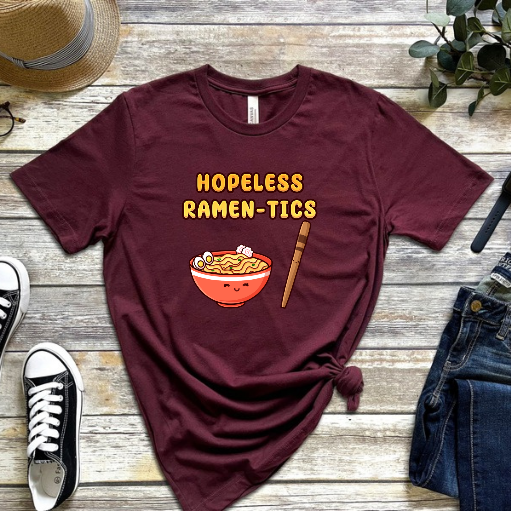 Hopeless Ramen-tics Ramen and Chopstick Couple T-Shirt