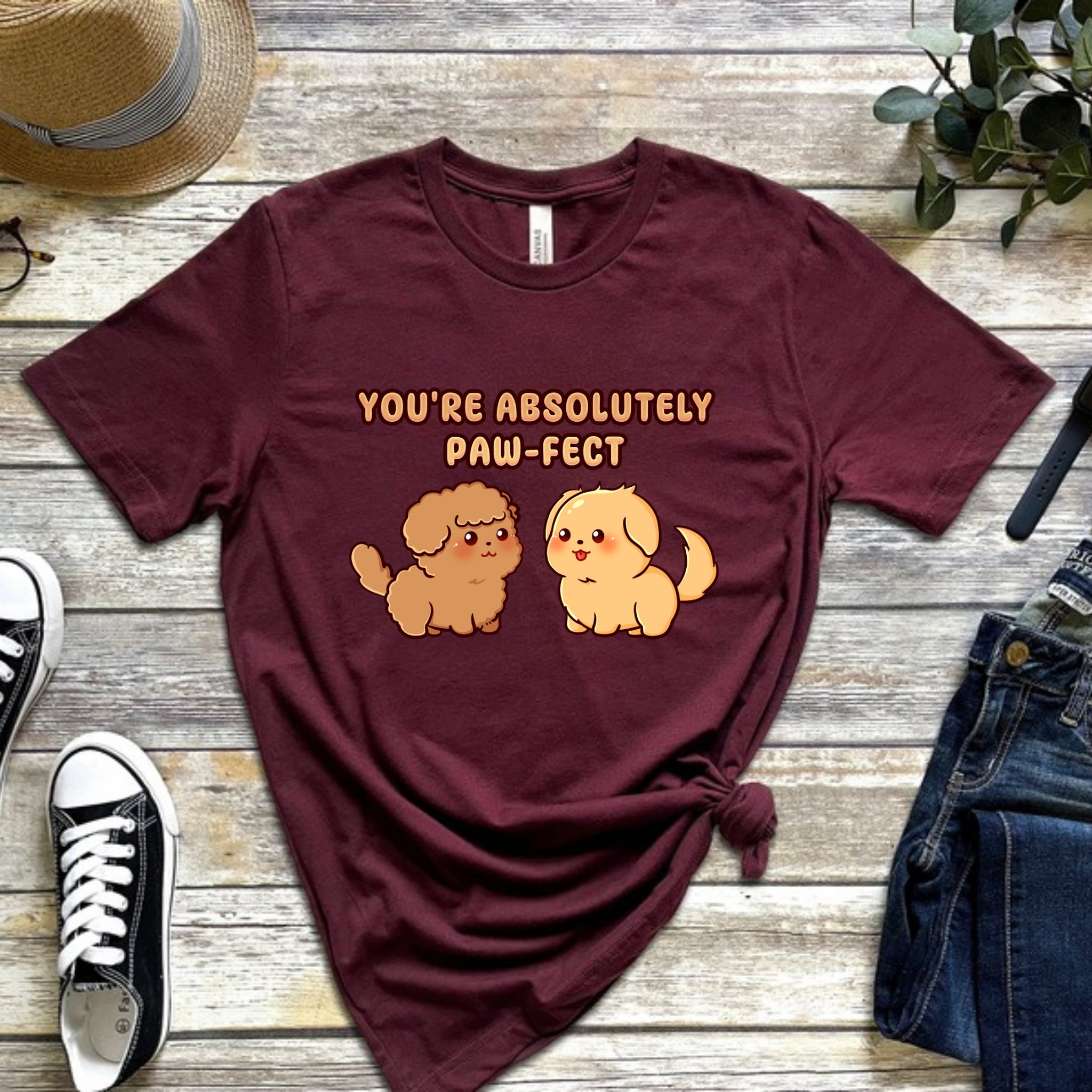 You're Absolutely Paw-Fect Dog Couple - Poodle & Golden Retriever T-Shirt