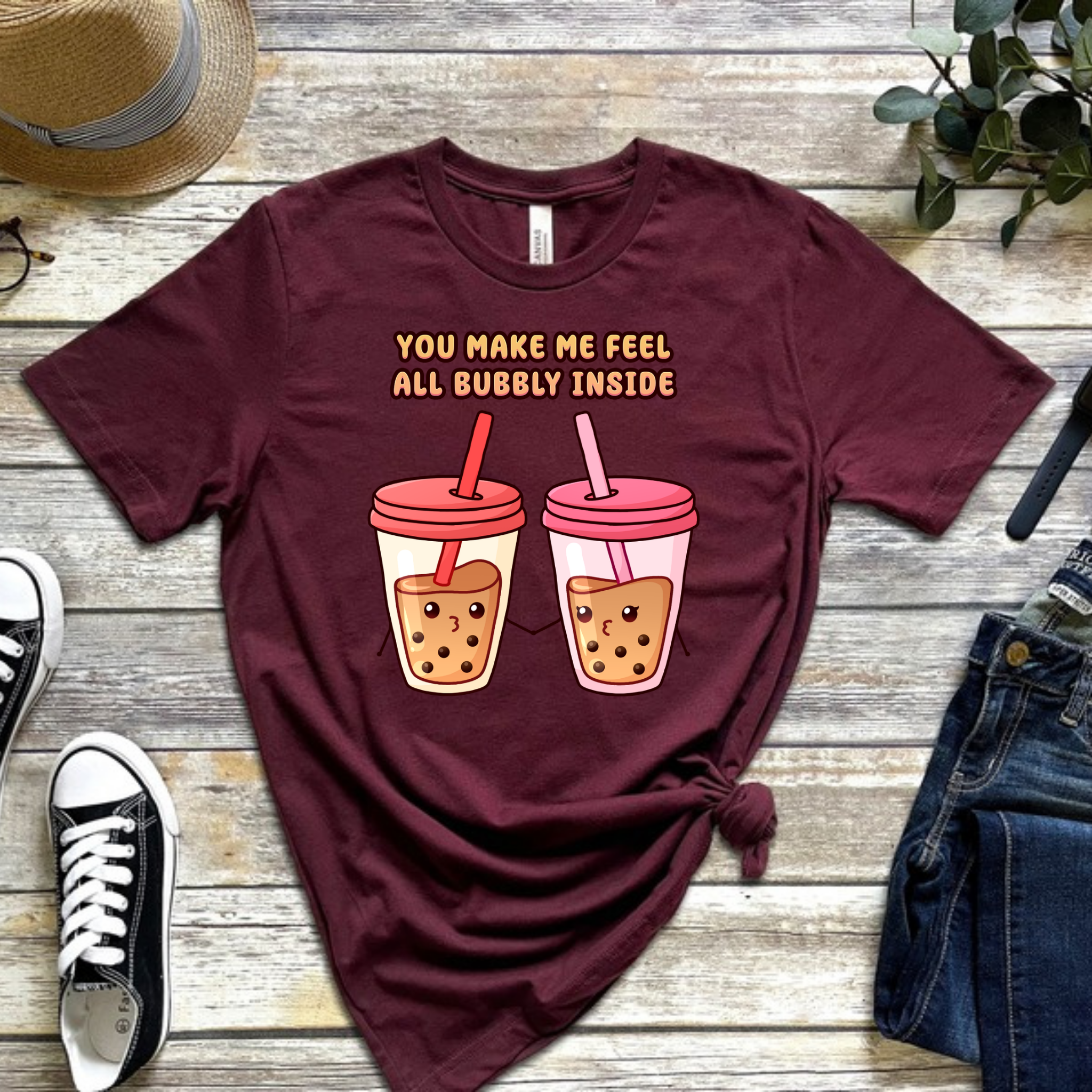 You Make Me Feel All Bubbly Inside Boba Tea Couple T-Shirt