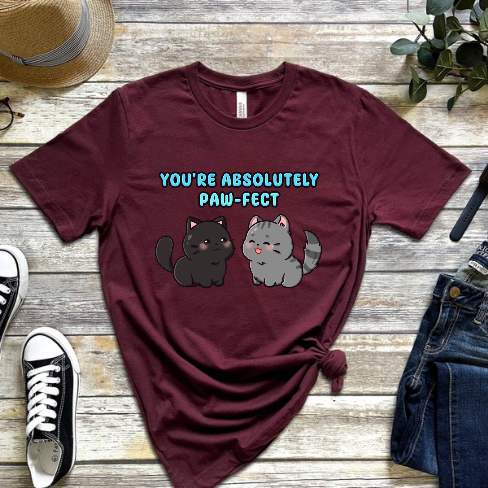 You're Absolutely Paw-Fect Cat Couple T-Shirt