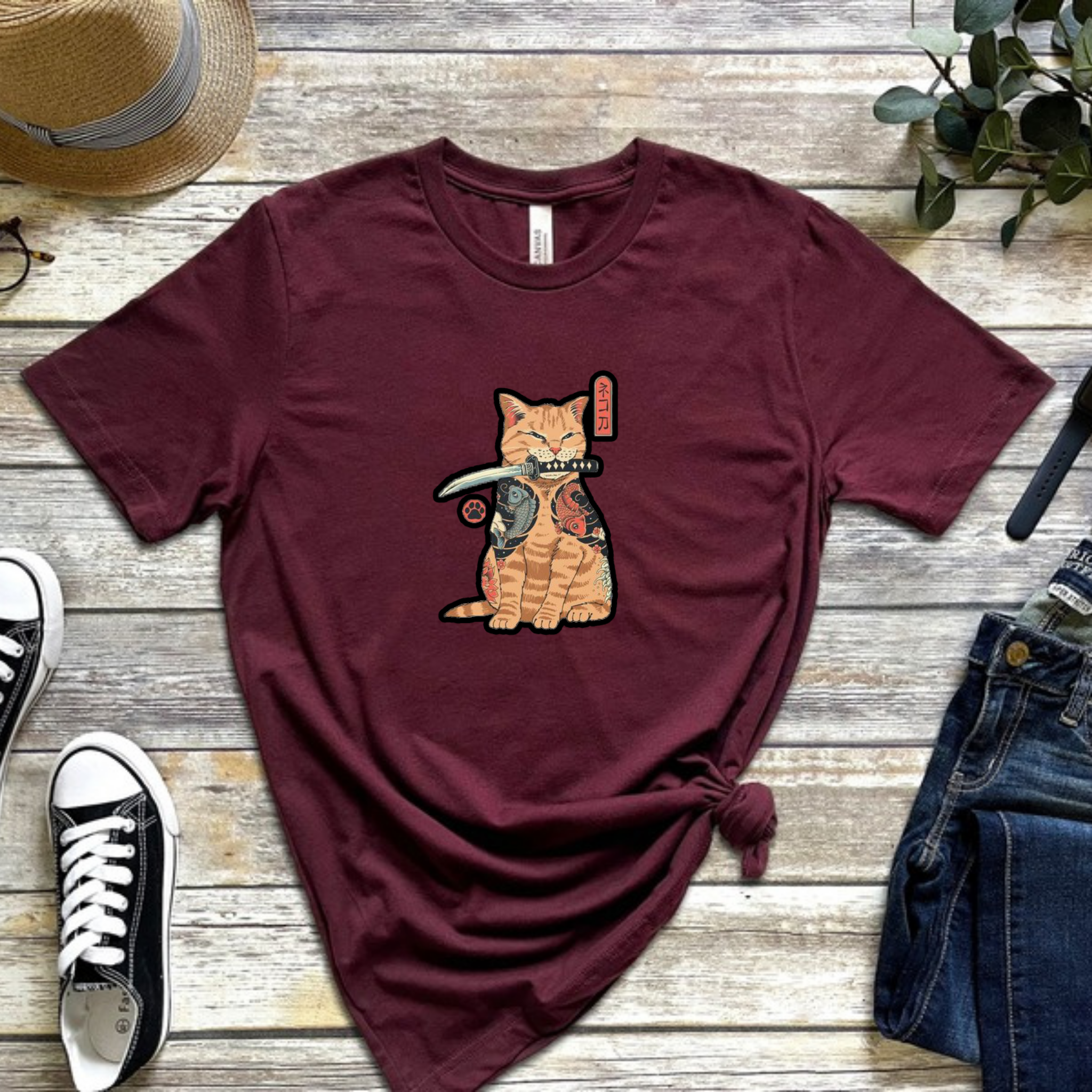 Japanese Samurai Cat T-Shirt