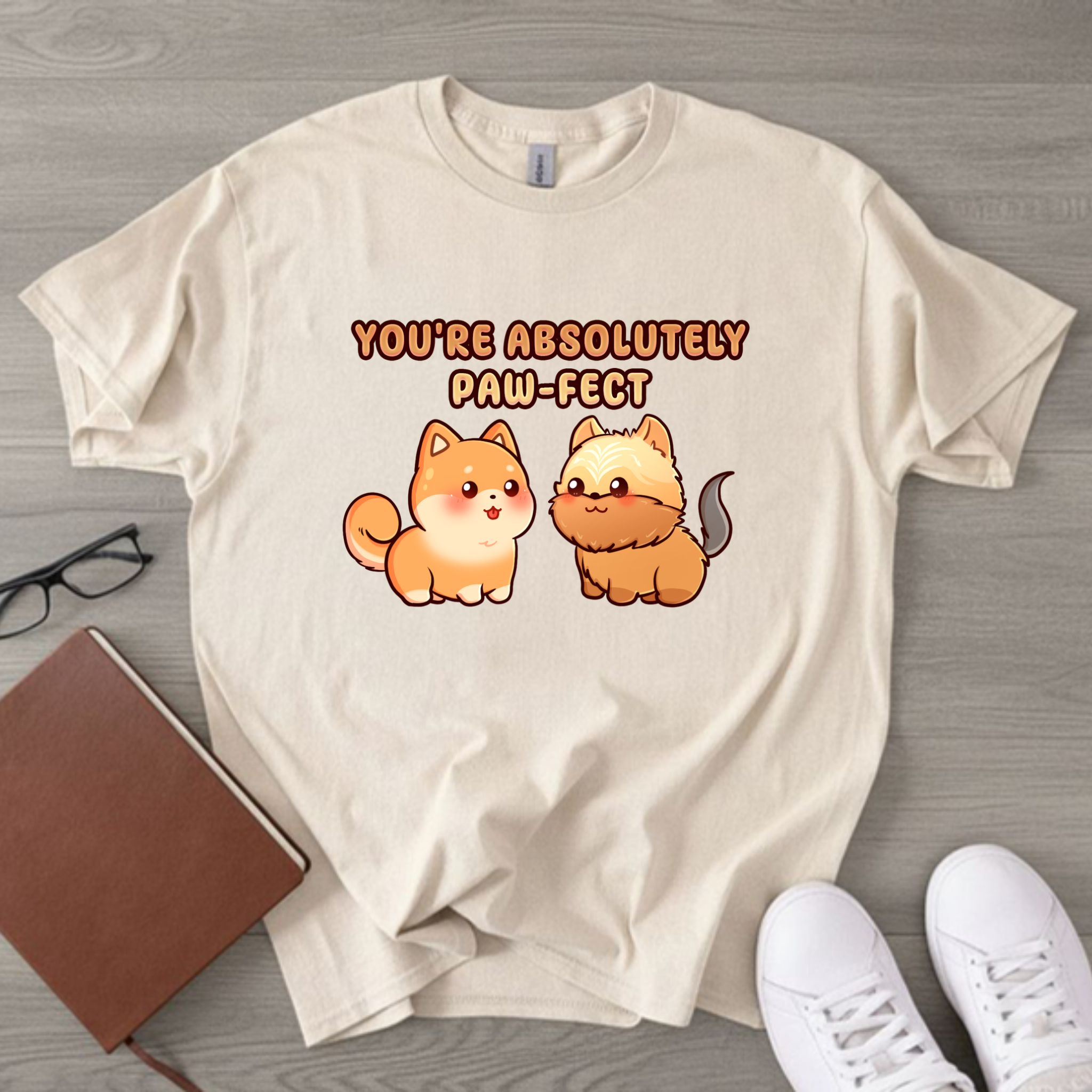 You're Absolutely Paw-fect Dog Couple - Shiba Inu & Yorkshire Terrier T-Shirt