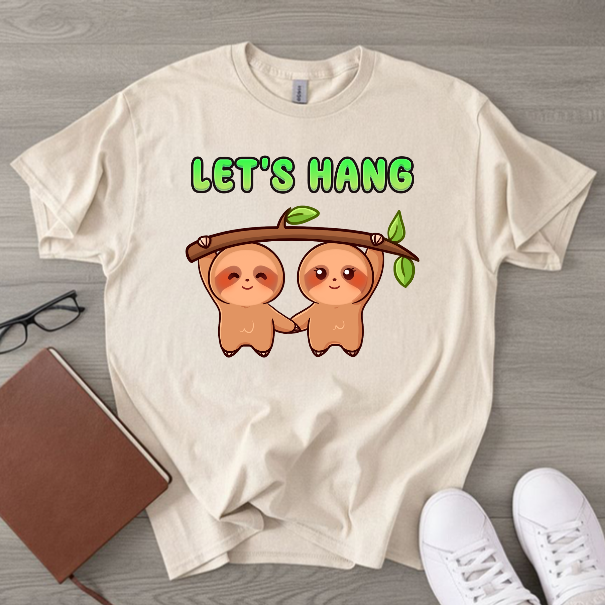 Let's Hang Sloth Couple T-Shirt