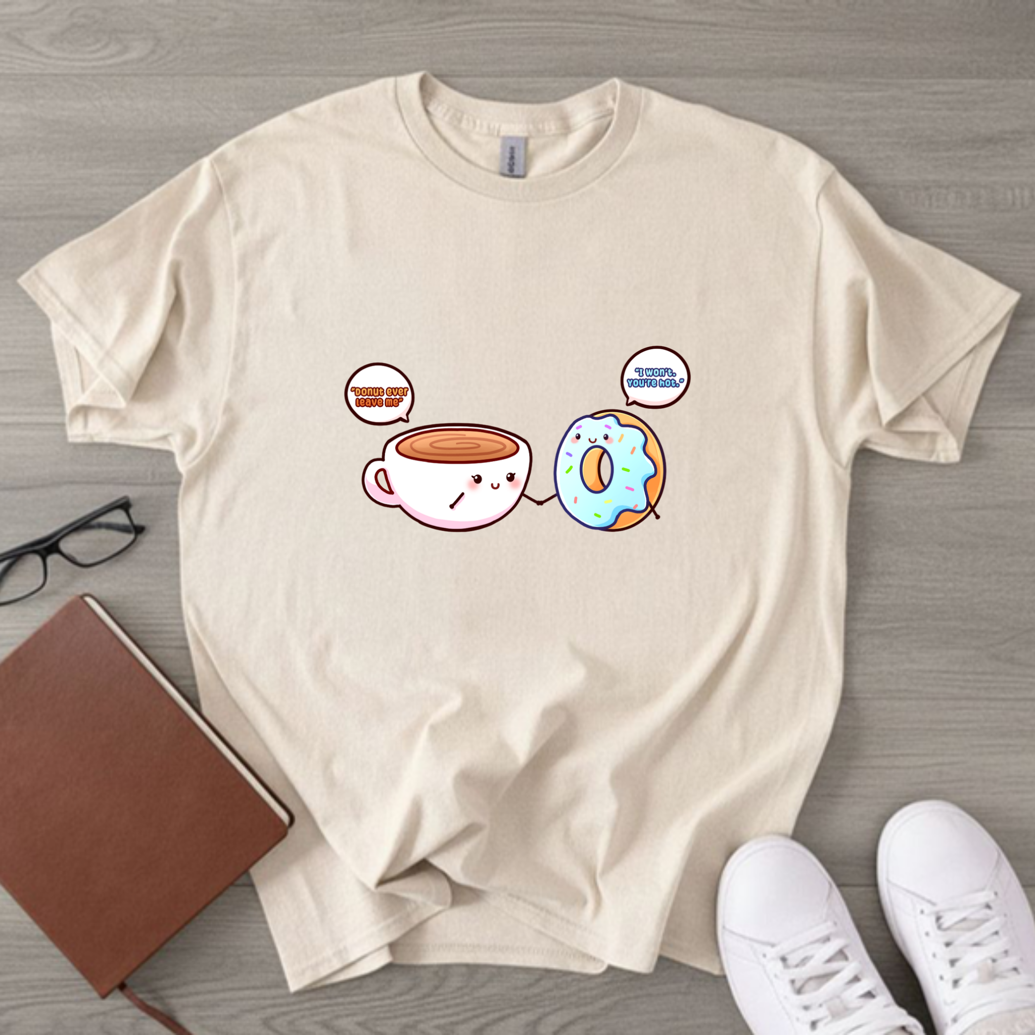 Donut Ever Leave Me Coffee and Donut Couple T-Shirt