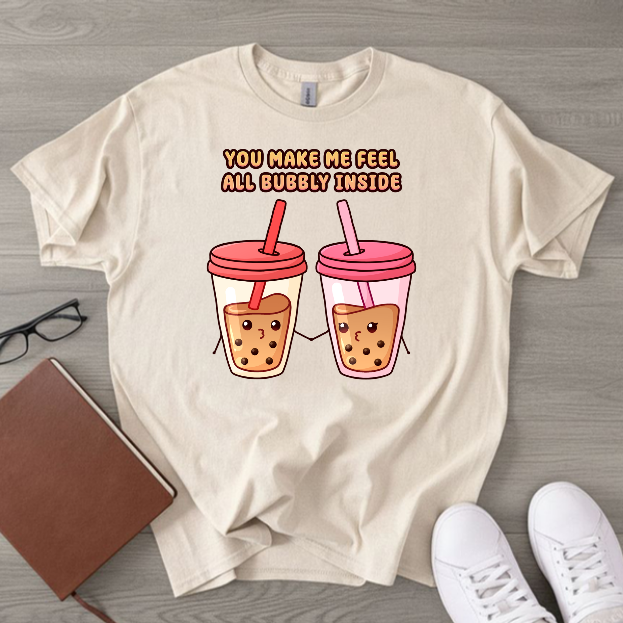 You Make Me Feel All Bubbly Inside Boba Tea Couple T-Shirt