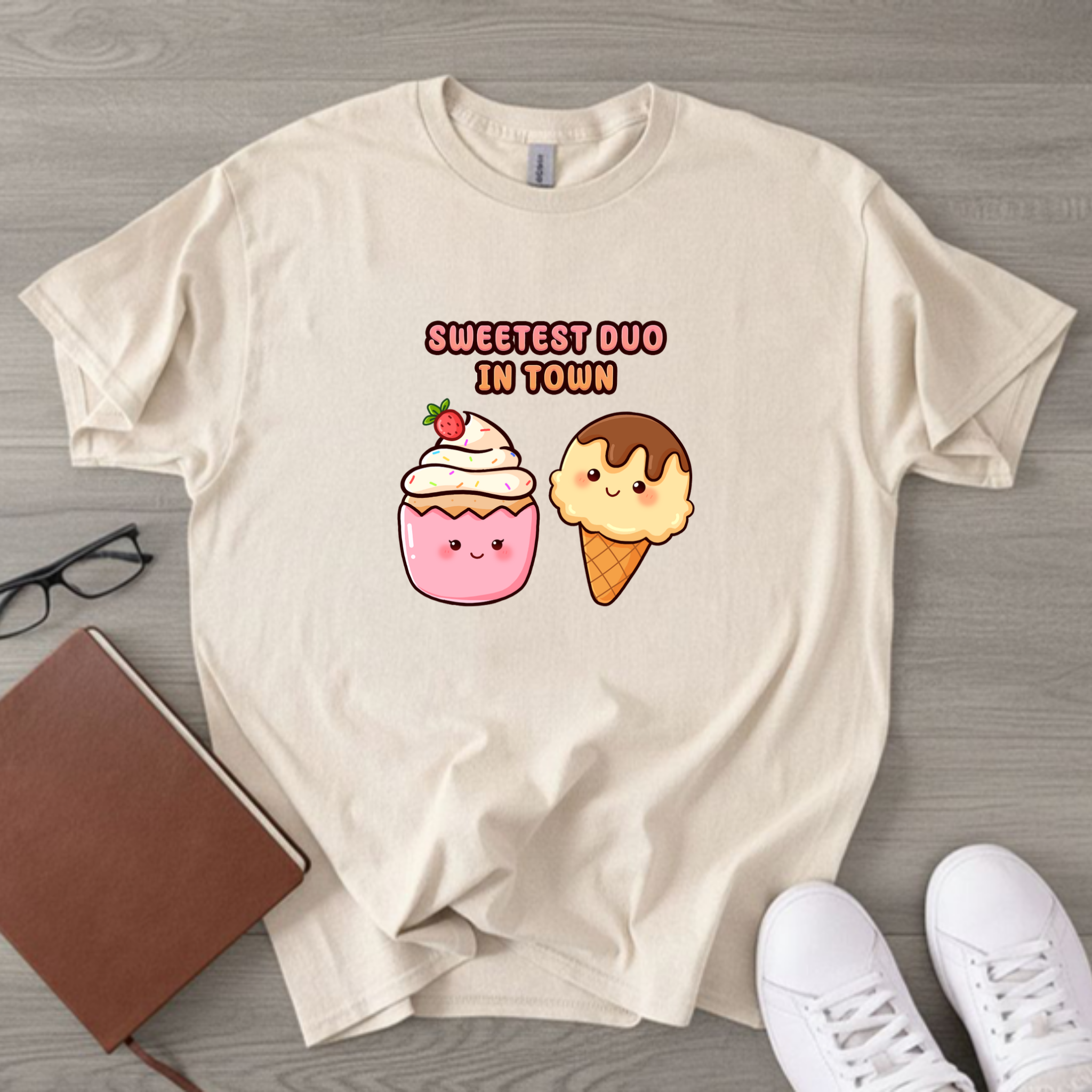 Sweetest Duo in Town Cupcake and Ice Cream Couple T-Shirt