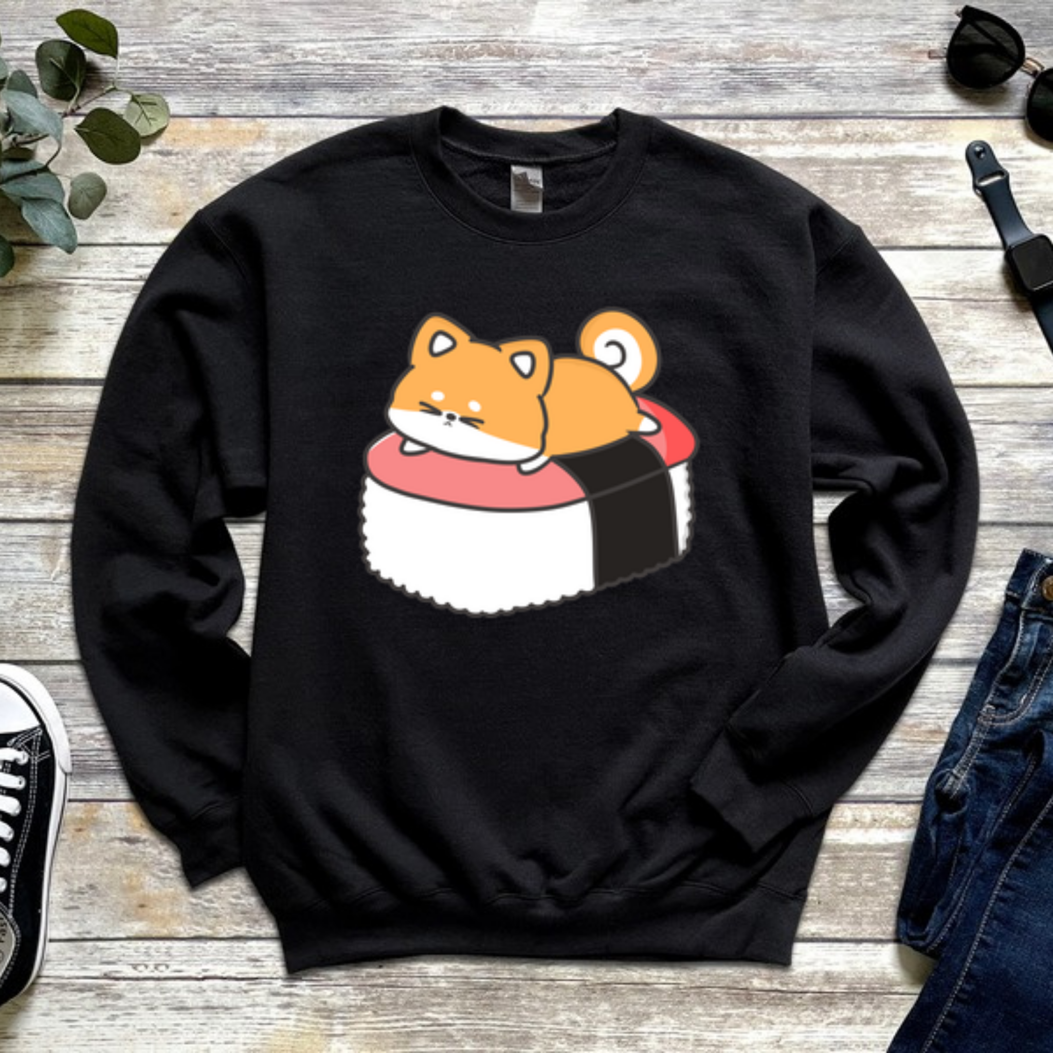 Puppy on Sushi Bed Sweatshirt