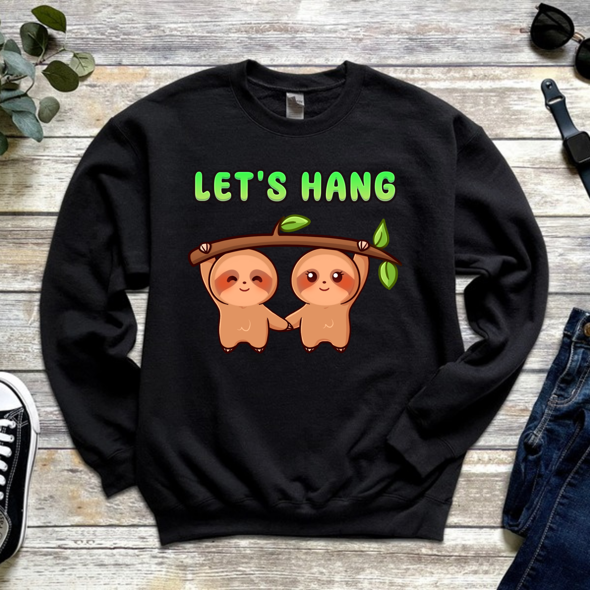 Let's Hang Sloth Couple Sweatshirt