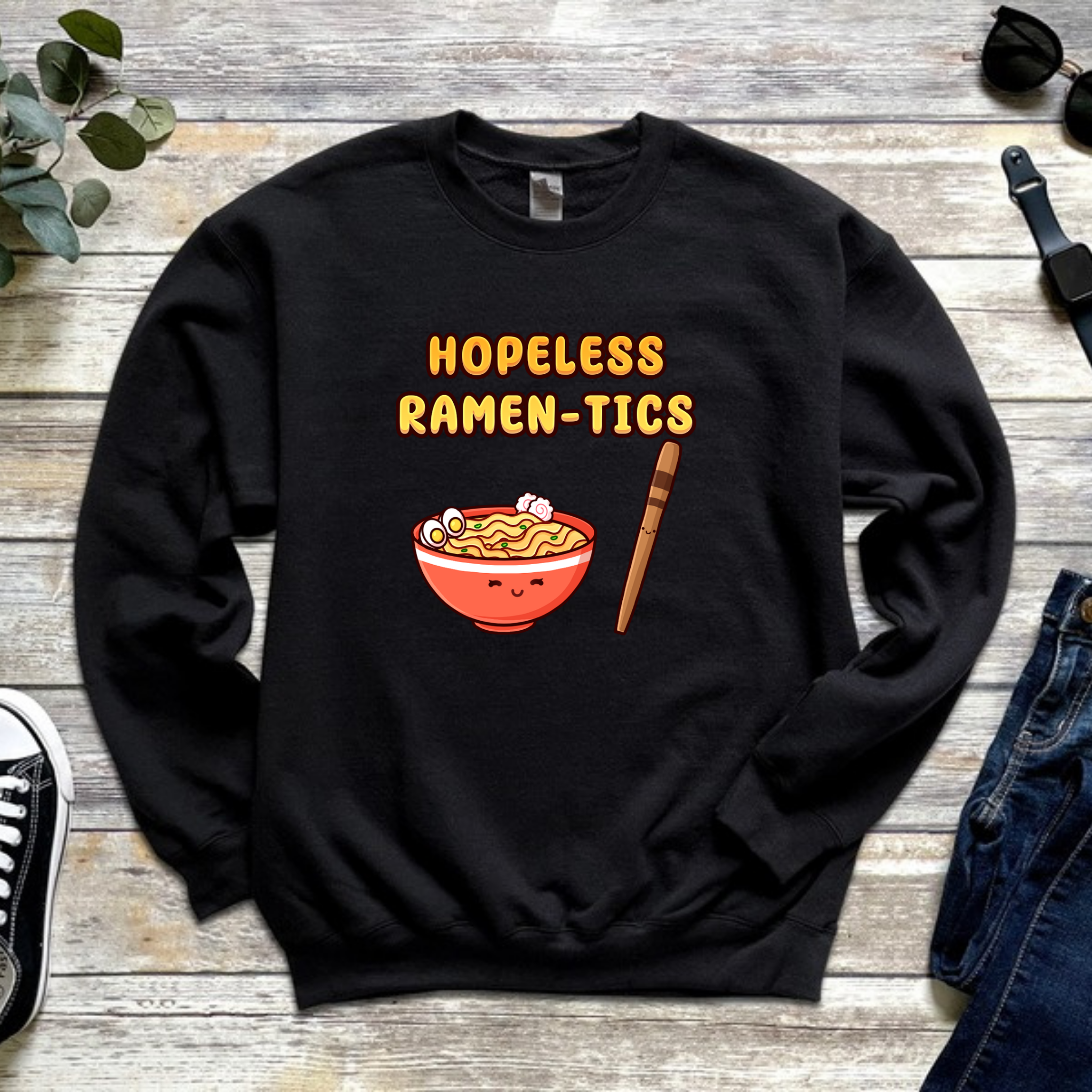 Hopeless Ramen-tics Ramen and Chopstick Couple Sweatshirt
