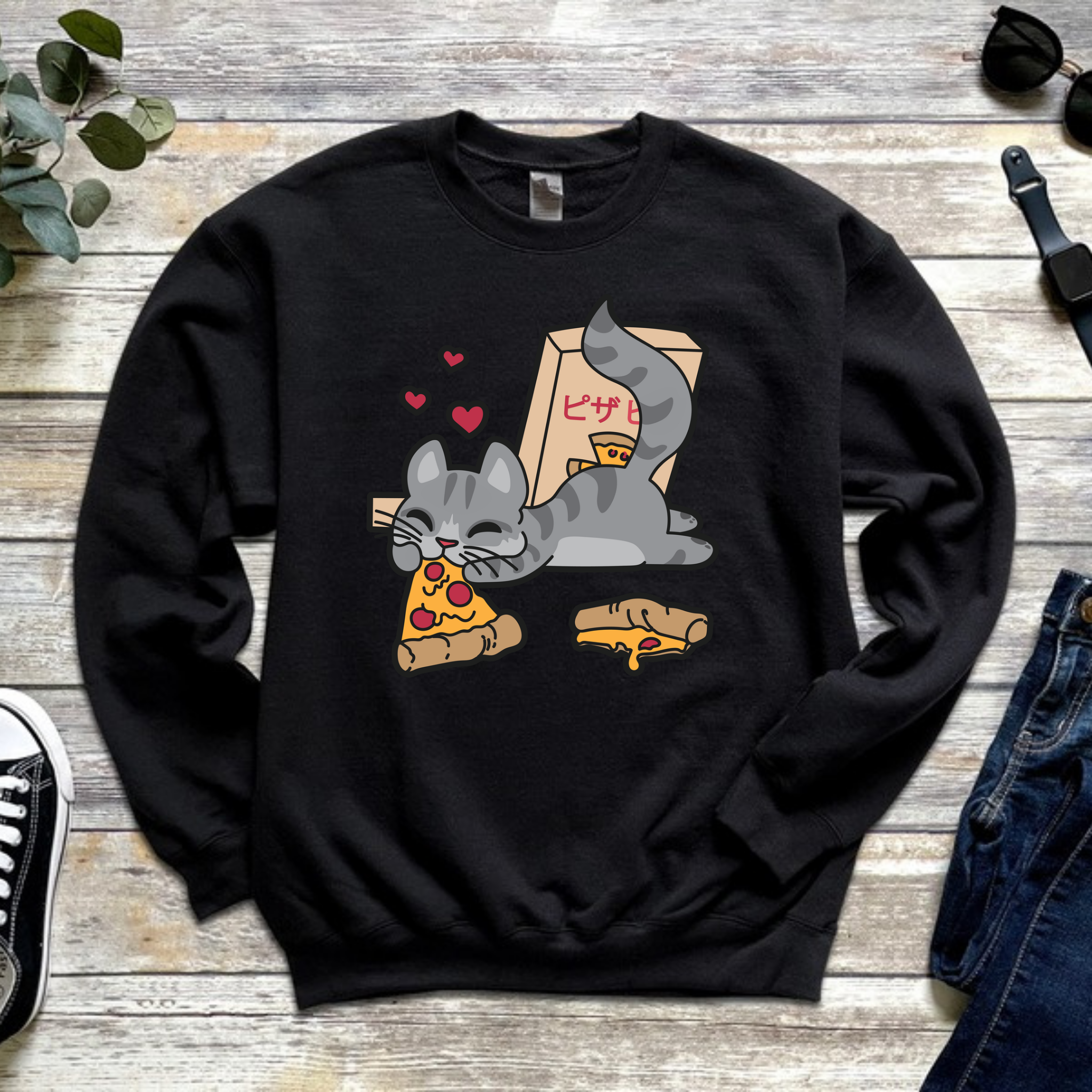 Cat Eating Pizza Sweatshirt