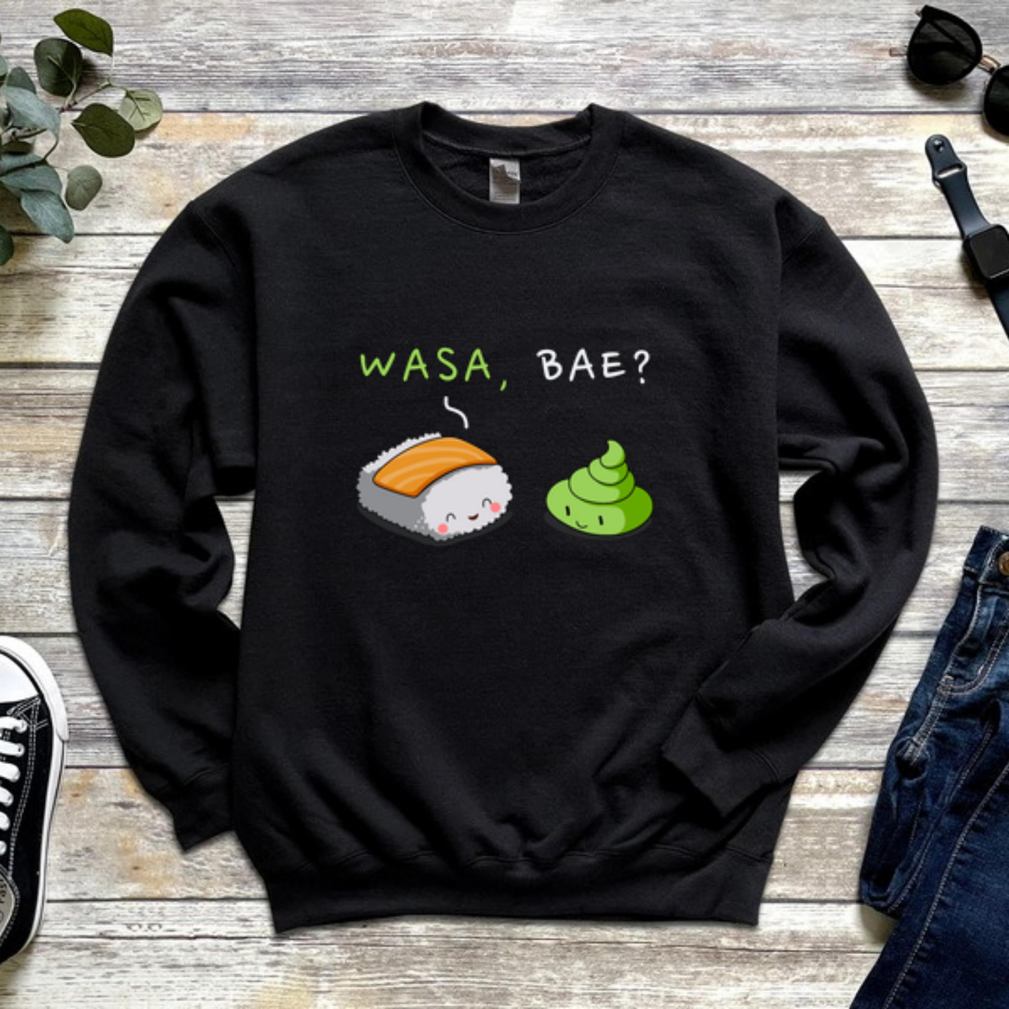 Wasa, Bae? Sushi and Wasabi Couple Sweatshirt