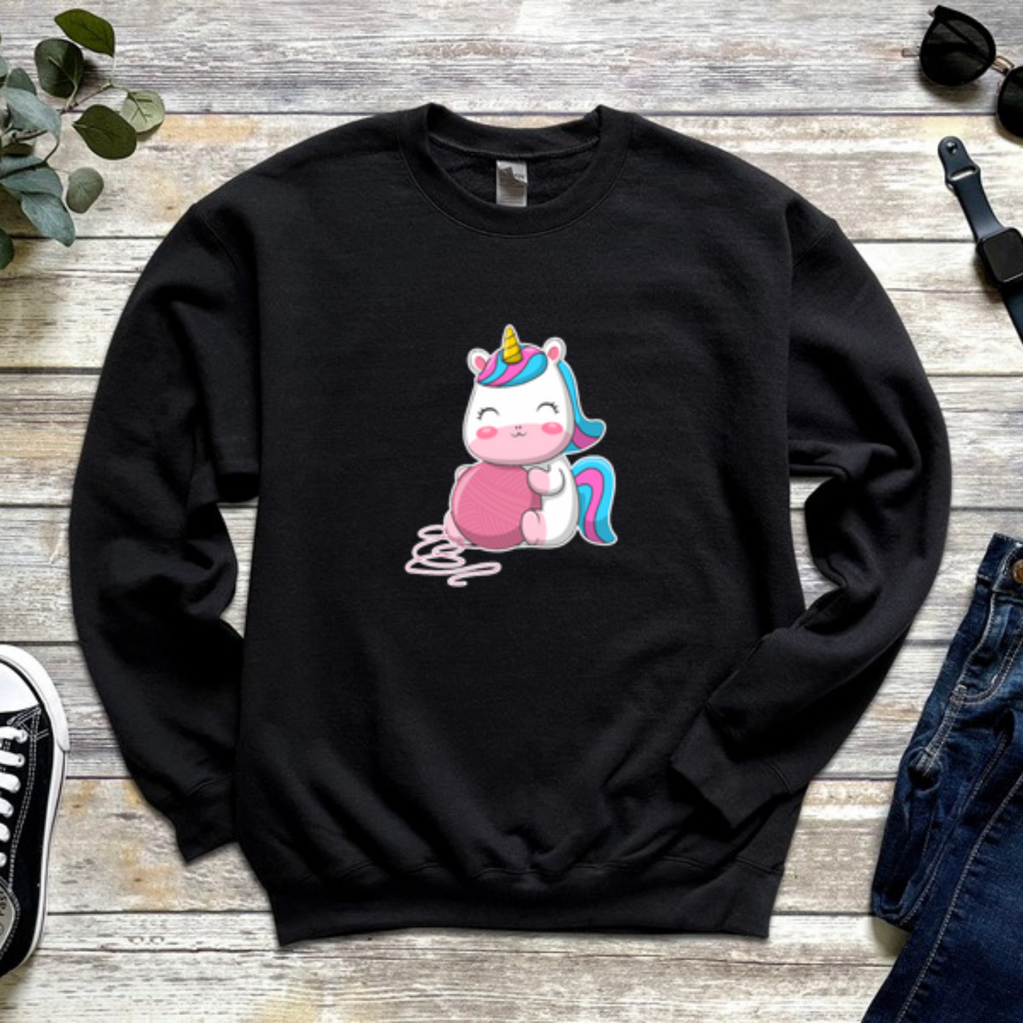 Rainbow Baby Unicorn with Yarn Sweatshirt
