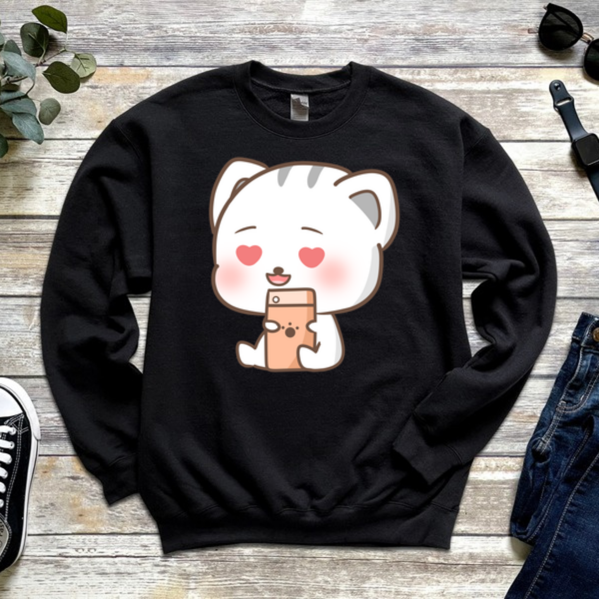 Texting in Love Kitten Sweatshirt