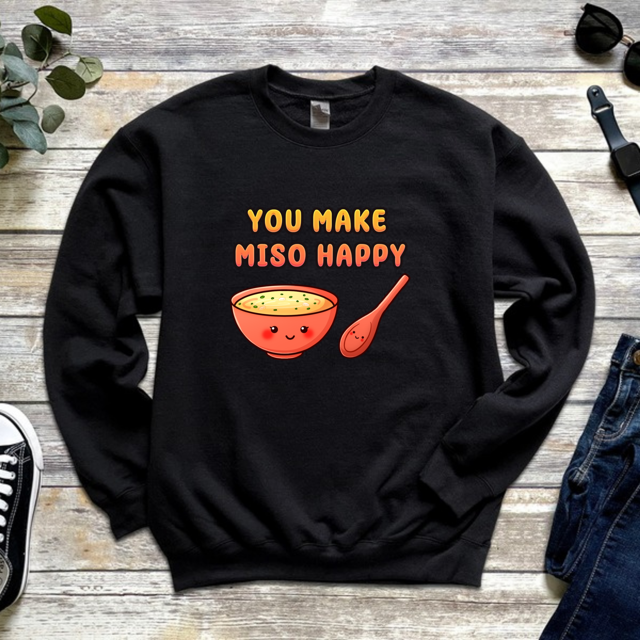 You Make Miso Happy Miso Soup and Spoon Couple Sweatshirt