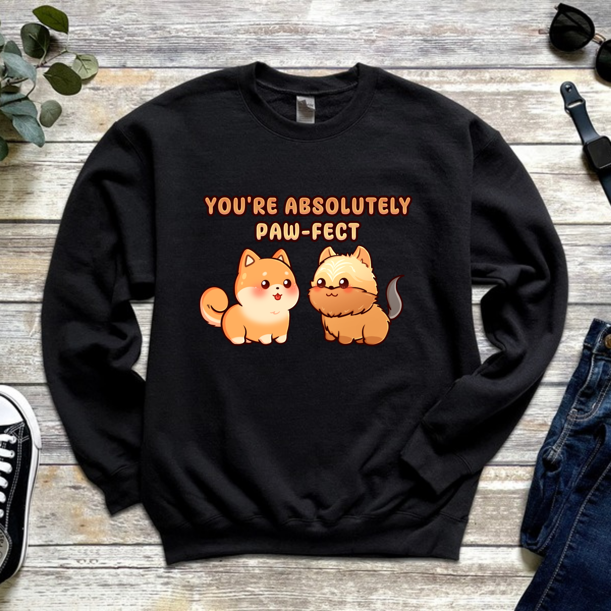 You're Absolutely Paw-fect Dog Couple - Shiba Inu & Yorkshire Terrier Sweatshirt