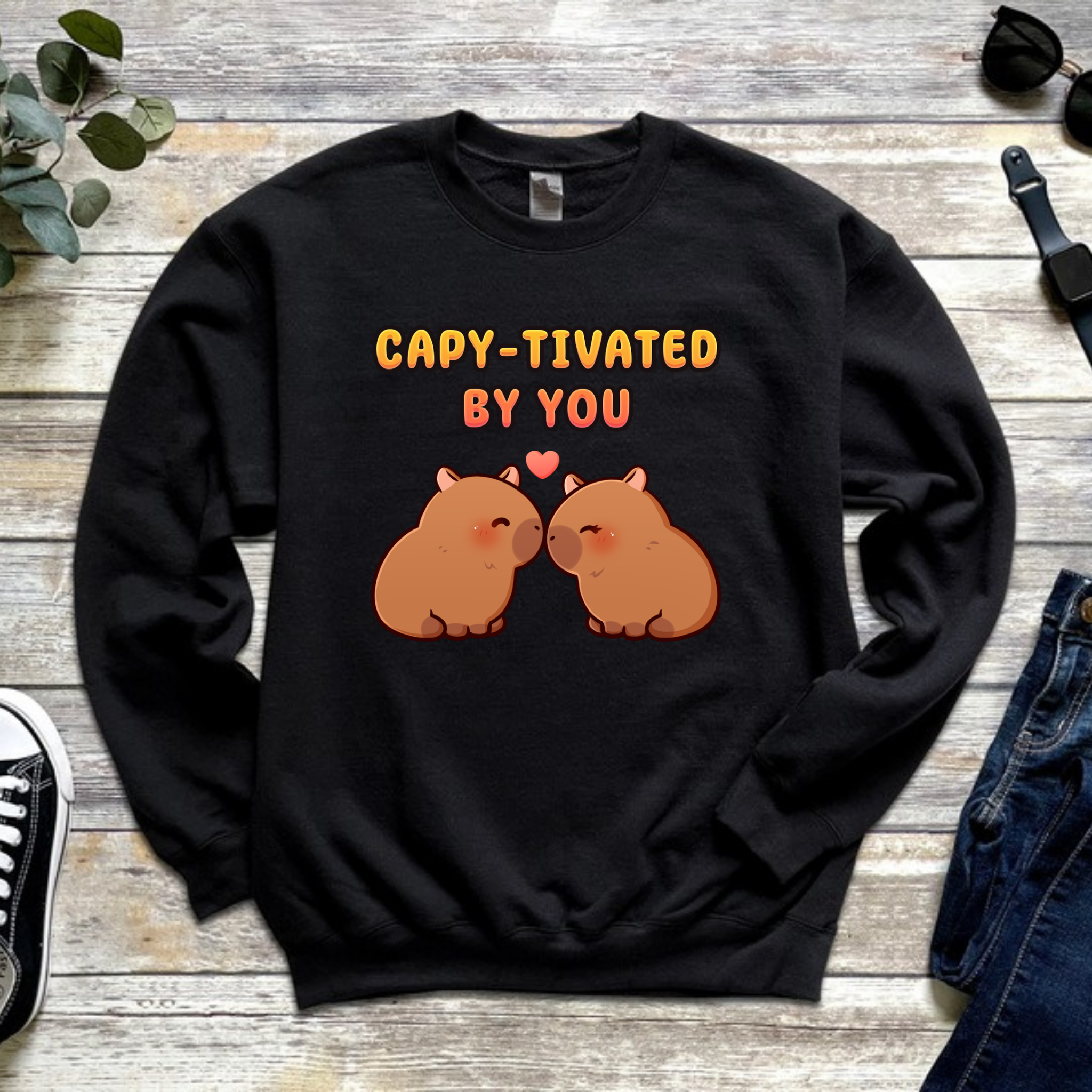 Capy-tivated by You Capybara Couple Sweatshirt
