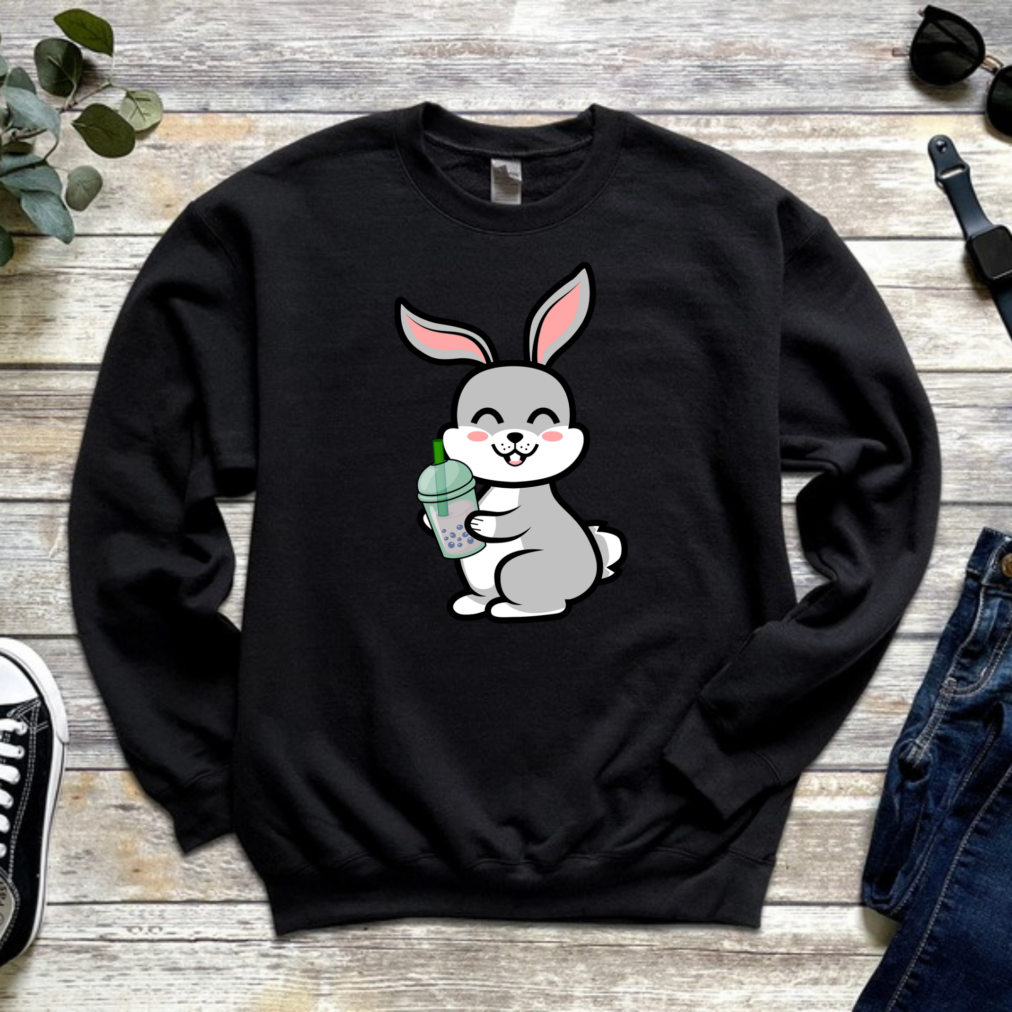 Bunny Rabbit Drinking Boba Sweatshirt