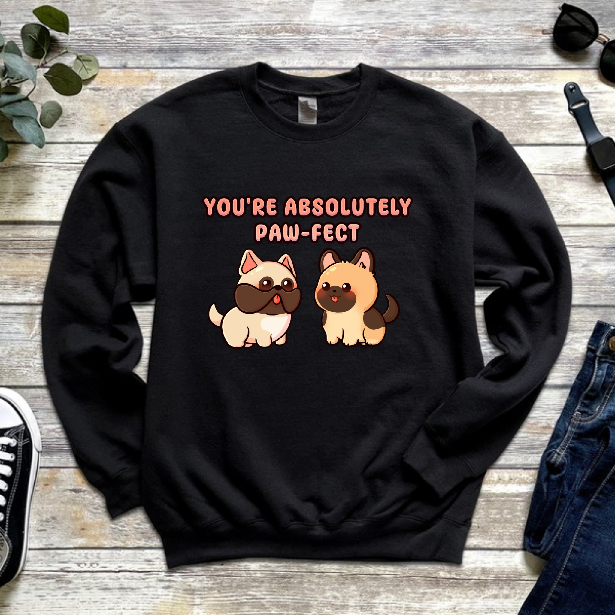 You're Absolutely Paw-fect Dog Couple - French Bulldog & German Shephard Sweatshirt