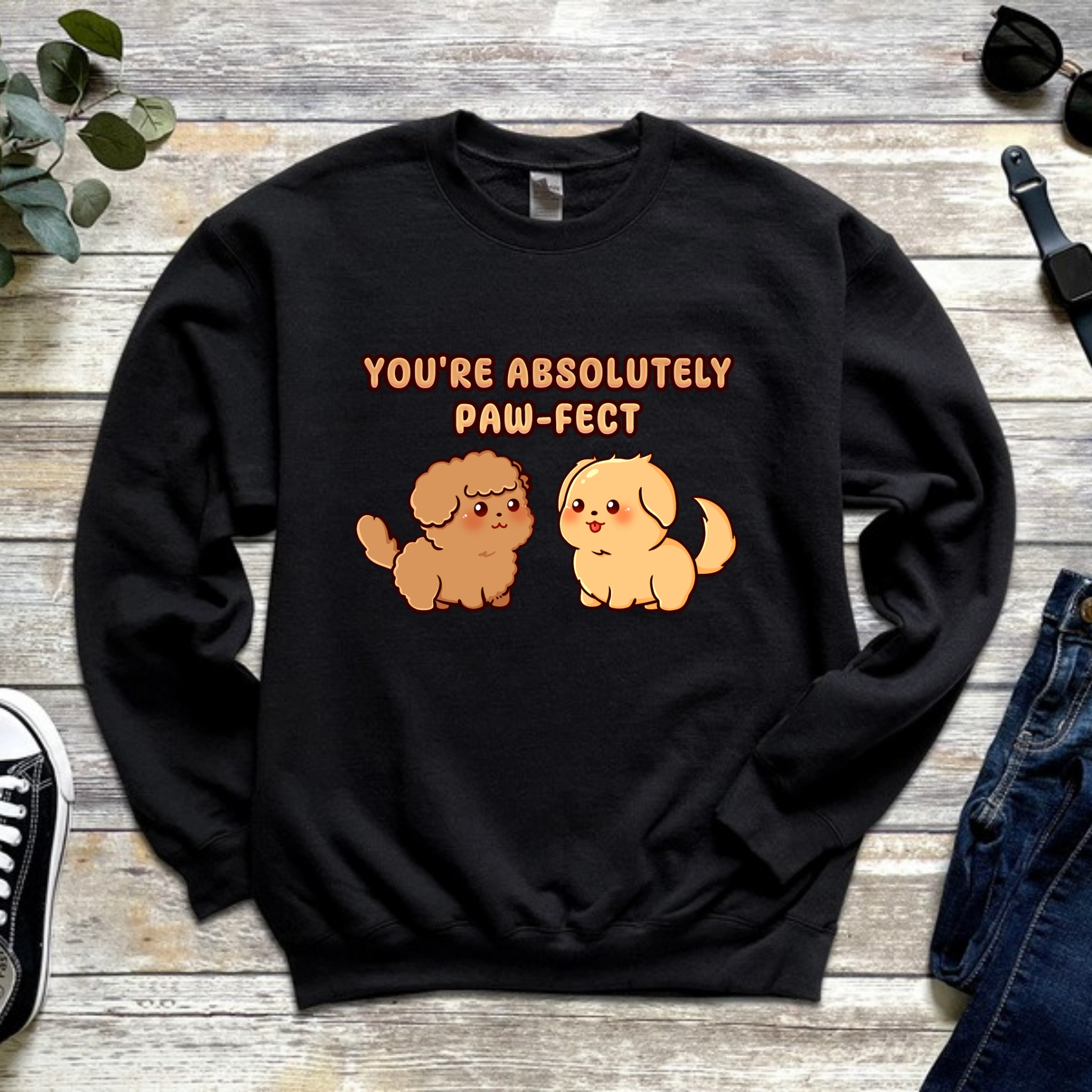 You're Absolutely Paw-Fect Dog Couple - Poodle & Golden Retriever Sweatshirt