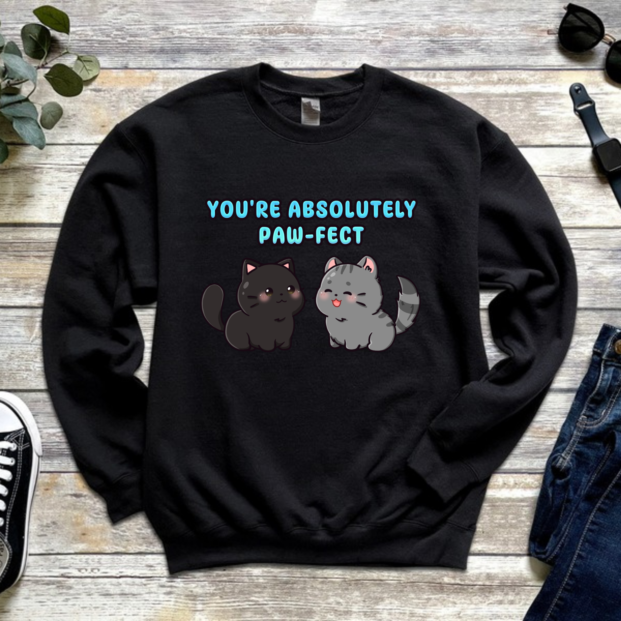 You're Absolutely Paw-Fect Cat Couple Sweatshirt