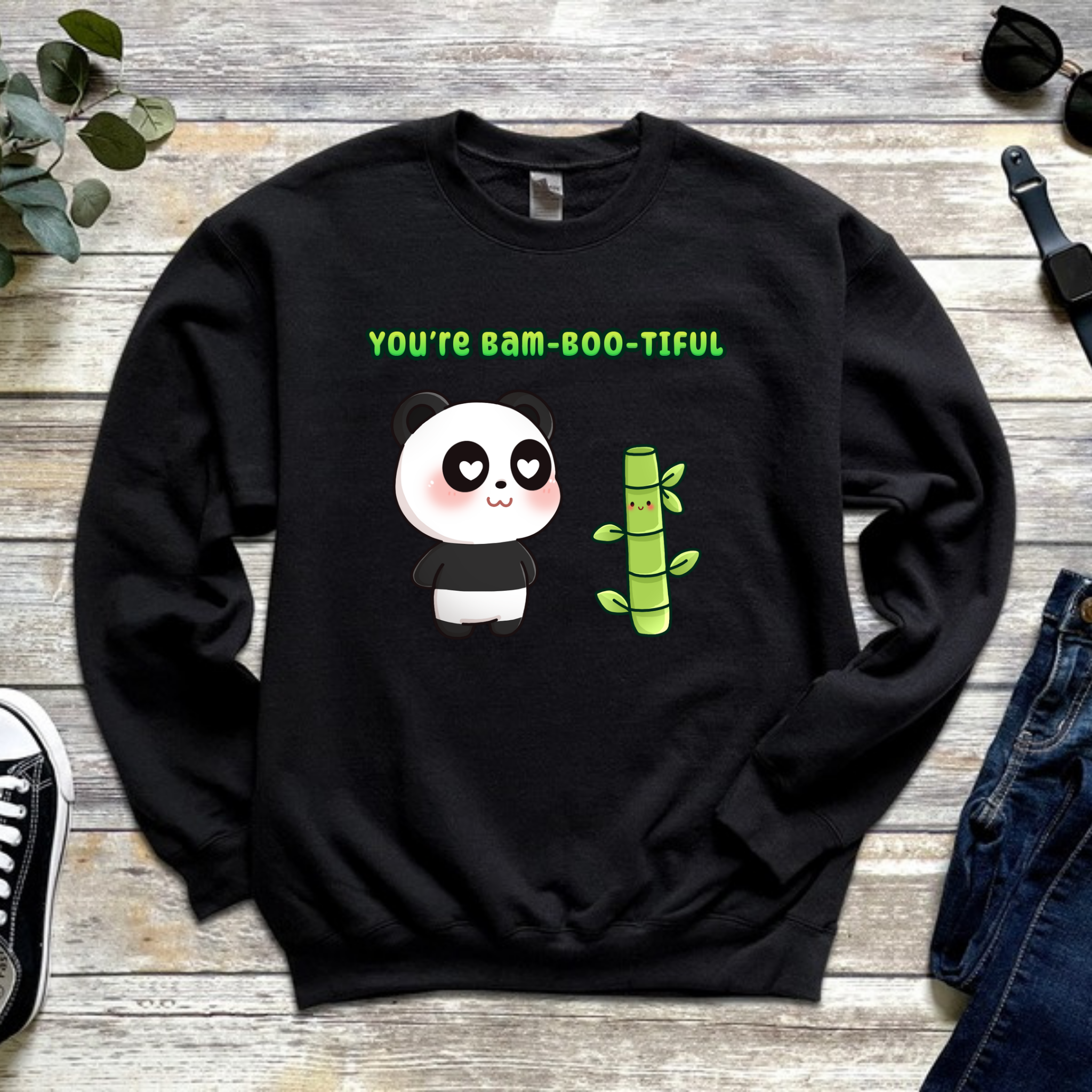 You're Bam-Boo-Tiful Panda and Bamboo Couple Sweatshirt