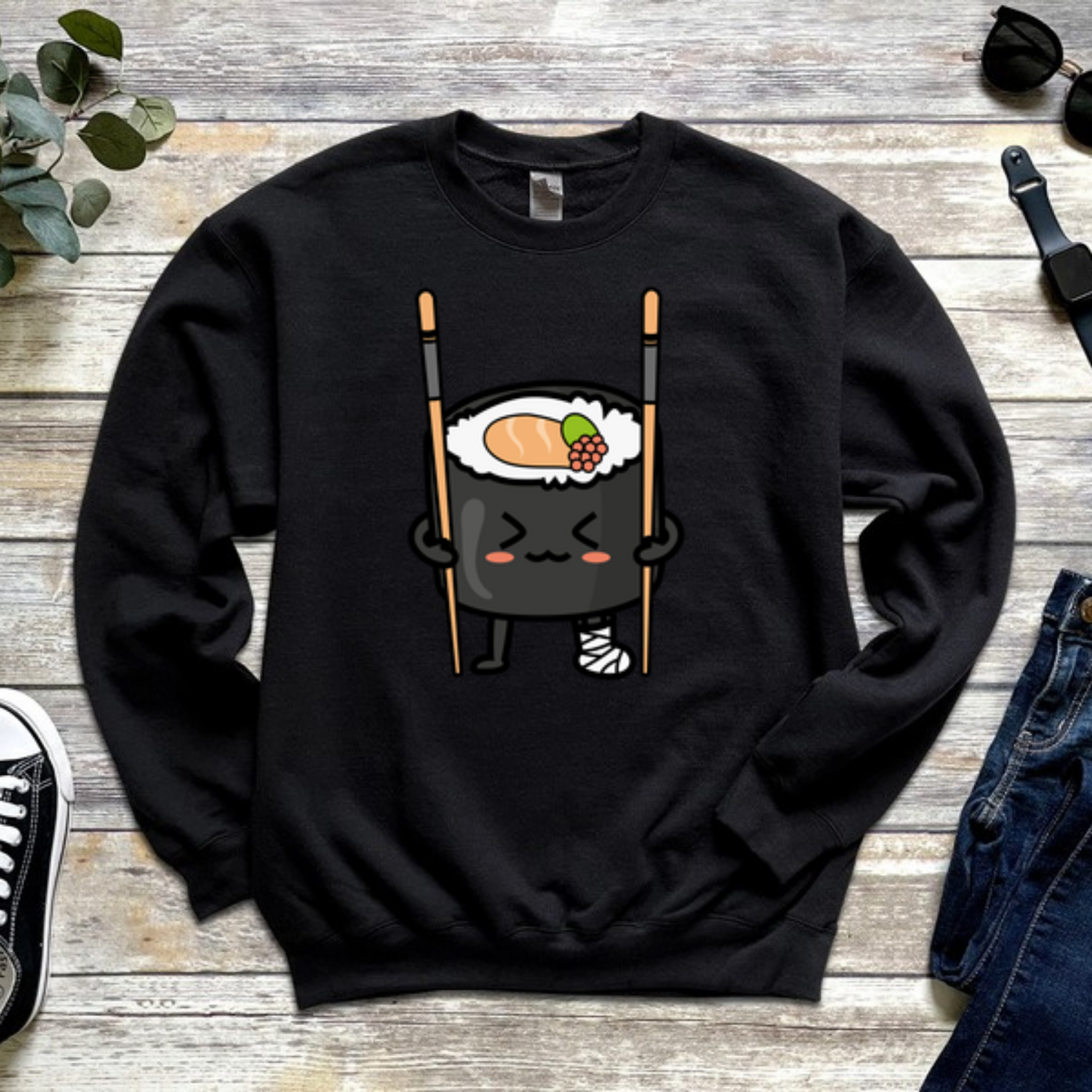 Sushi on Chopstick Crutches Sweatshirt