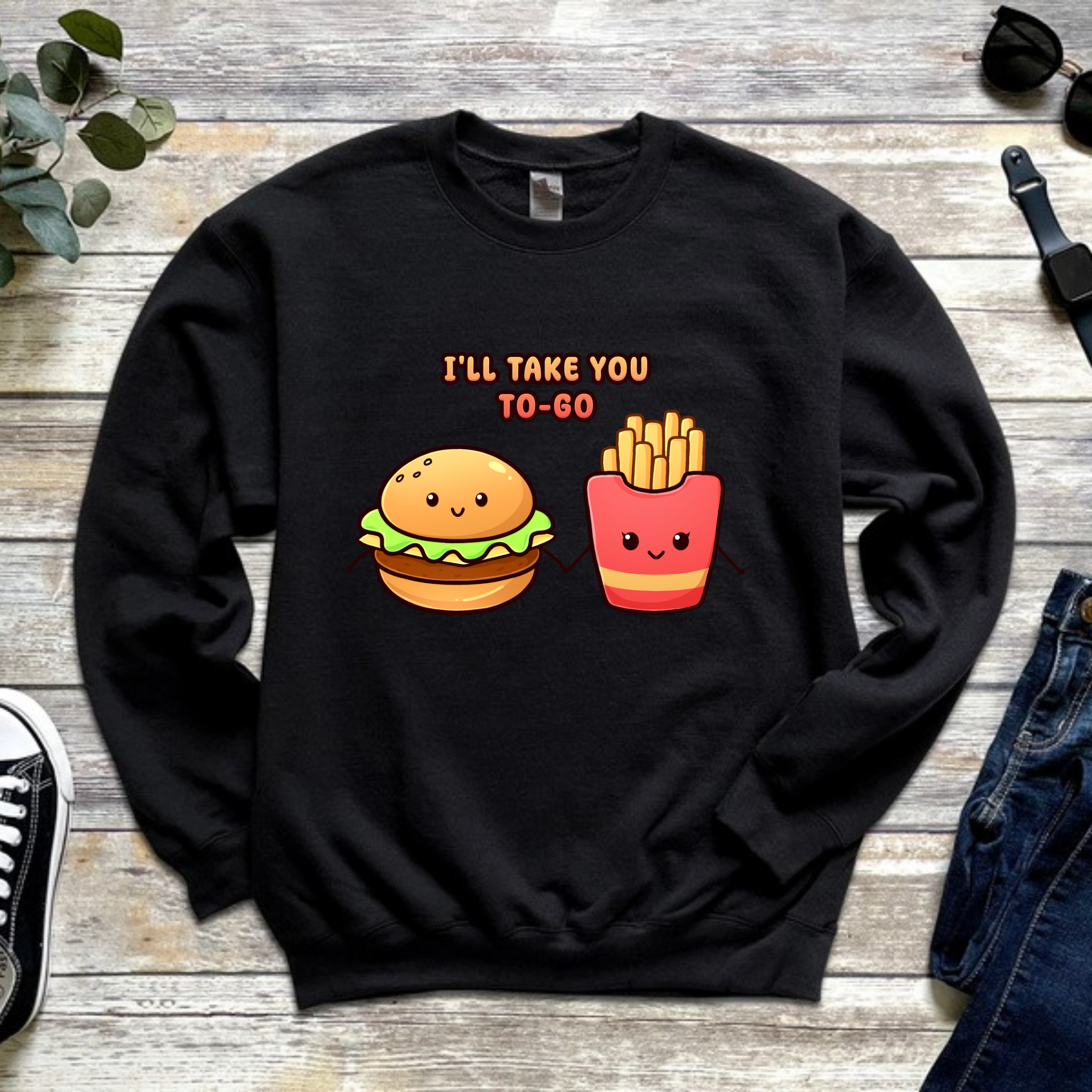 I'll Take You To-Go Burger and Fries Couple Sweatshirt