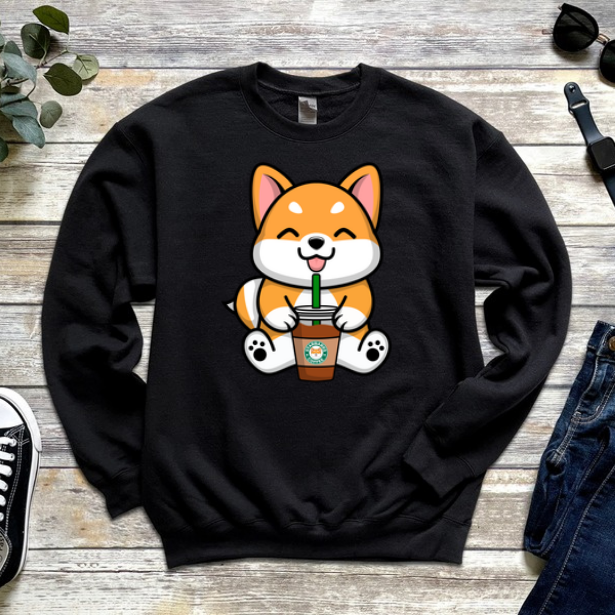 Puppy with Coffee Sweatshirt