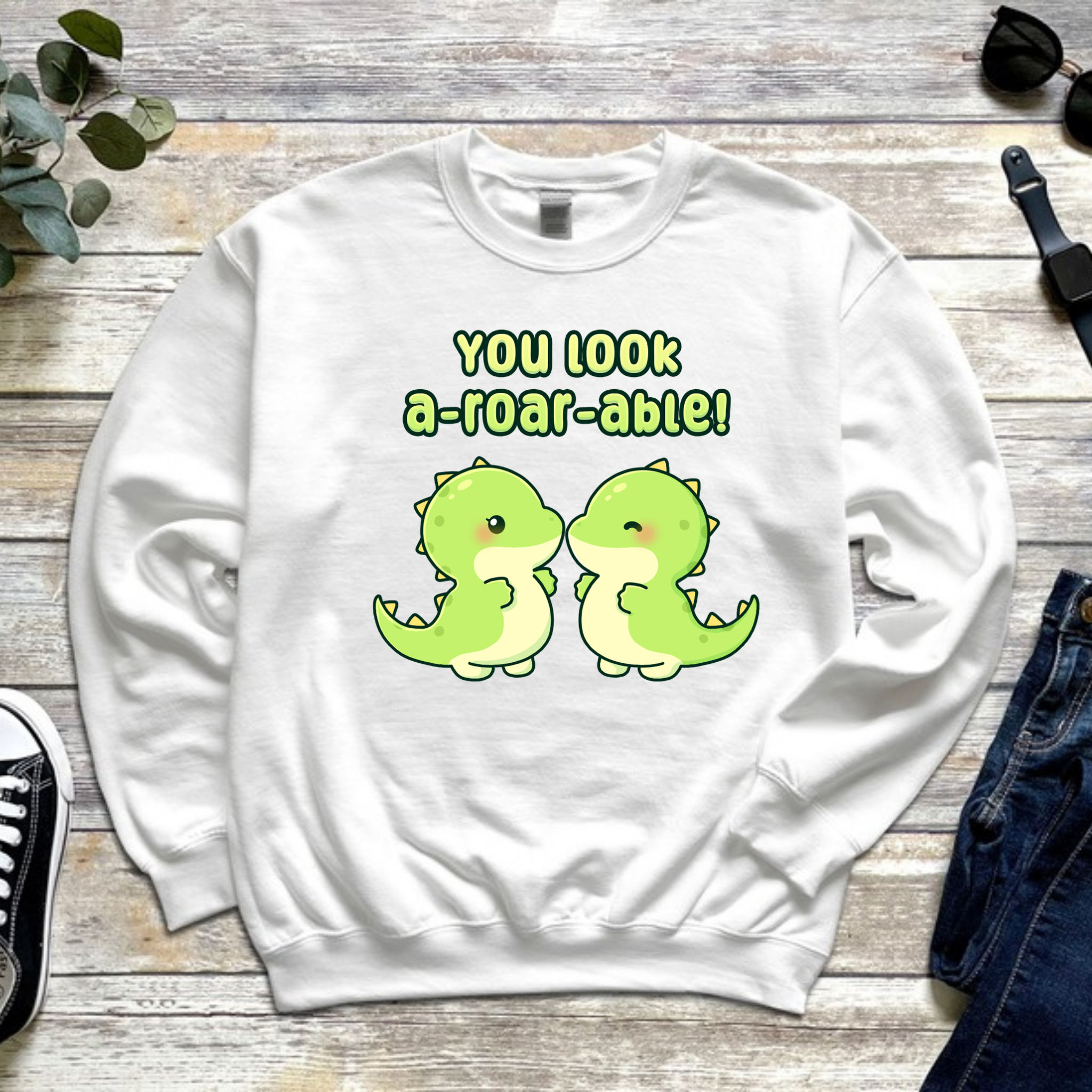 You Look A-Roar-Able! Dinosaur Couple Sweatshirt