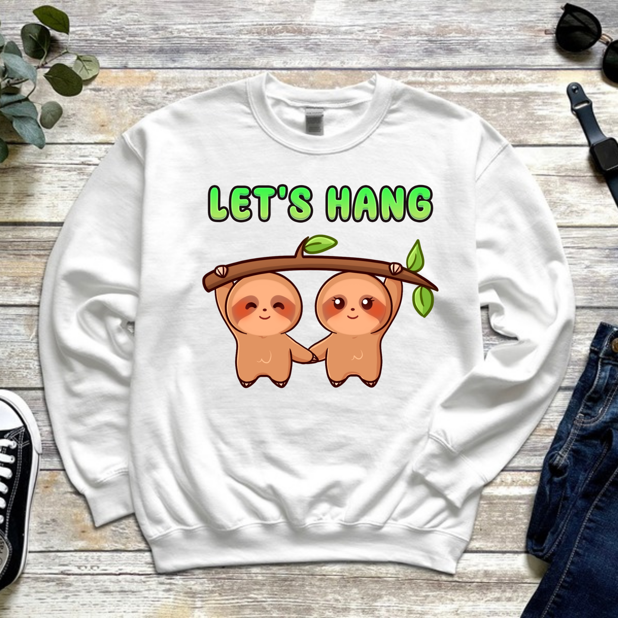 Let's Hang Sloth Couple Sweatshirt