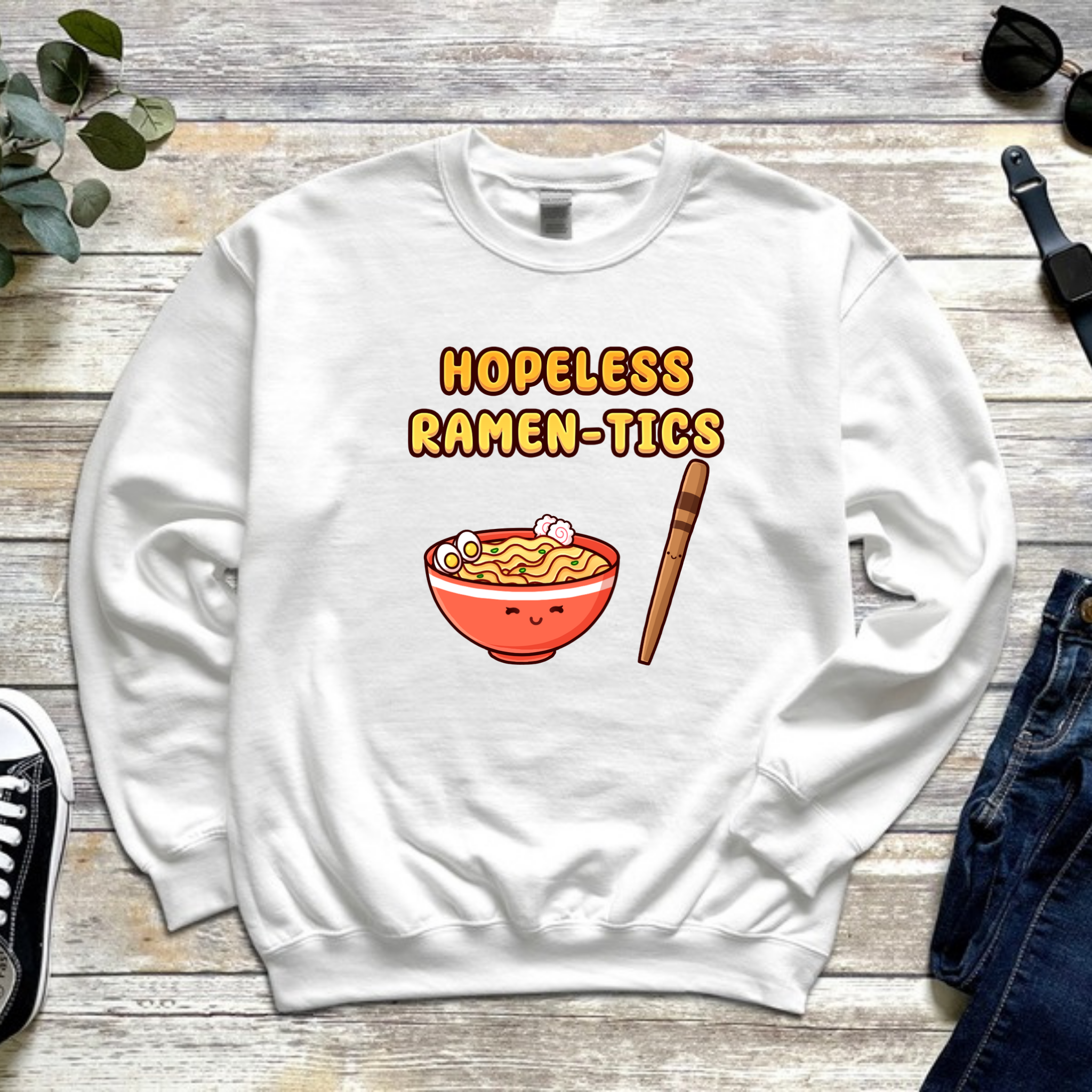 Hopeless Ramen-tics Ramen and Chopstick Couple Sweatshirt