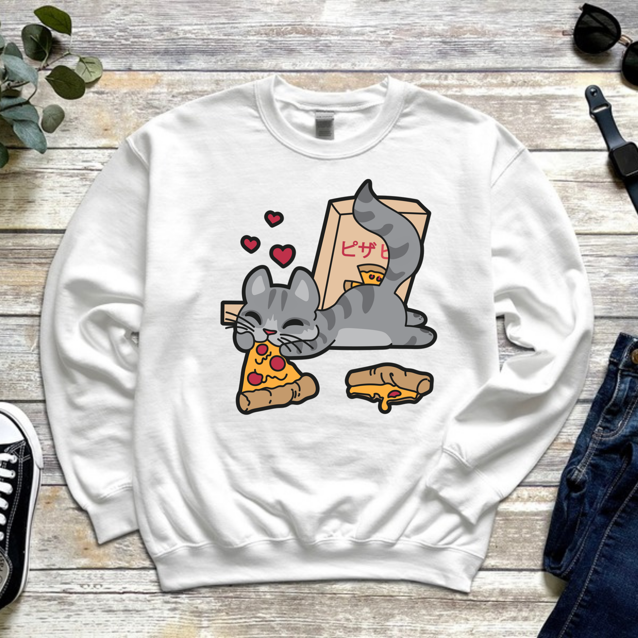 Cat Eating Pizza Sweatshirt