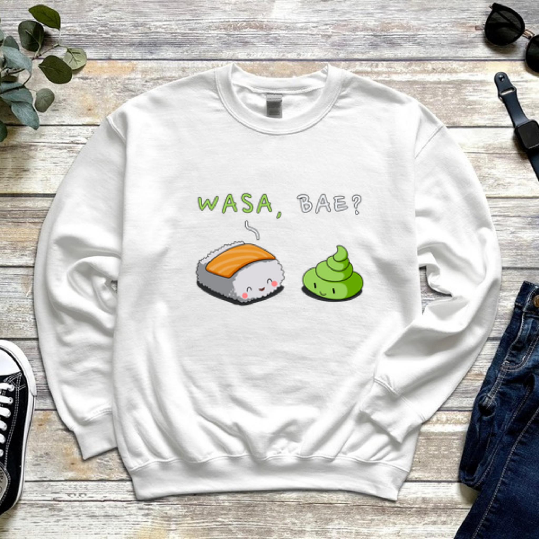 Wasa, Bae? Sushi and Wasabi Couple Sweatshirt