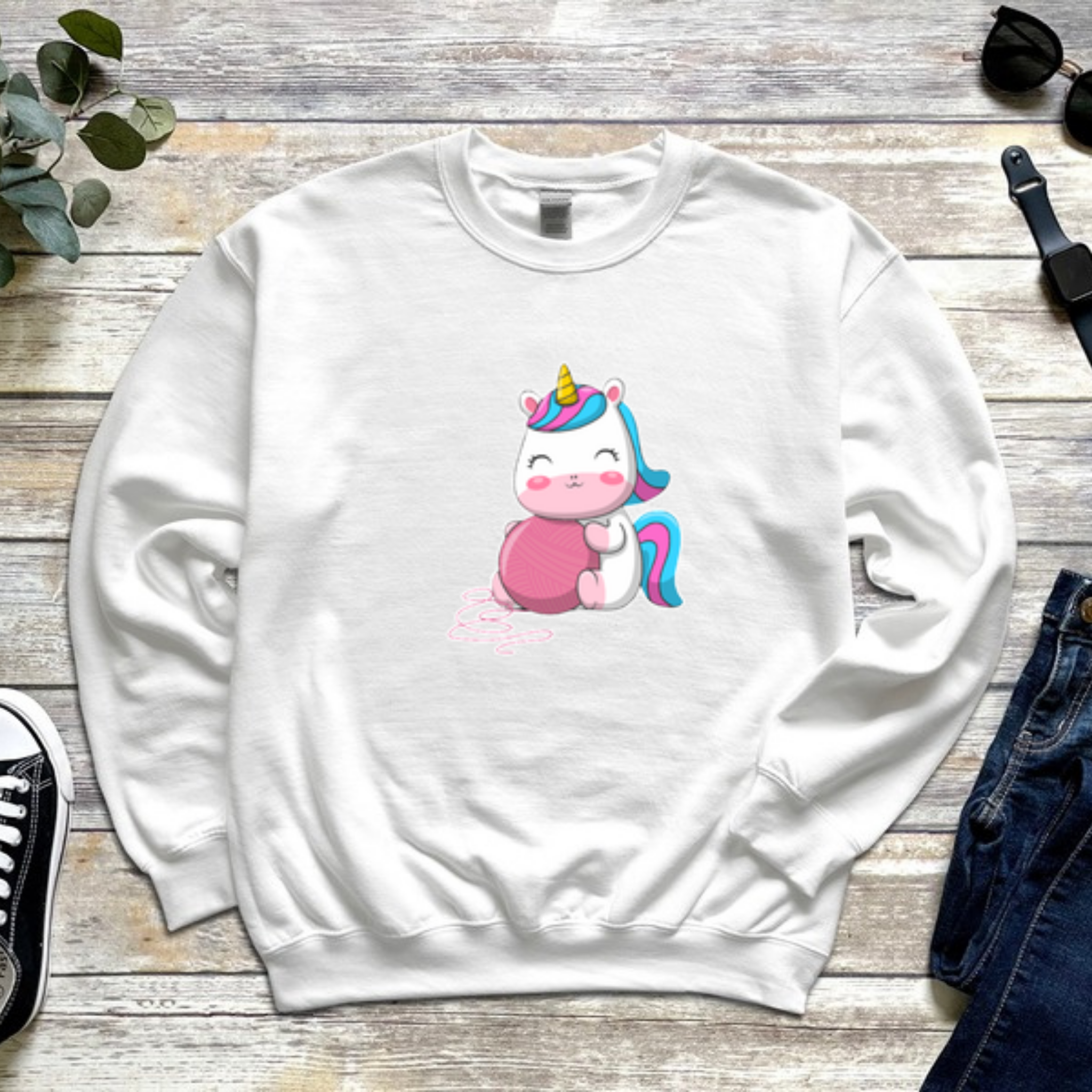 Rainbow Baby Unicorn with Yarn Sweatshirt