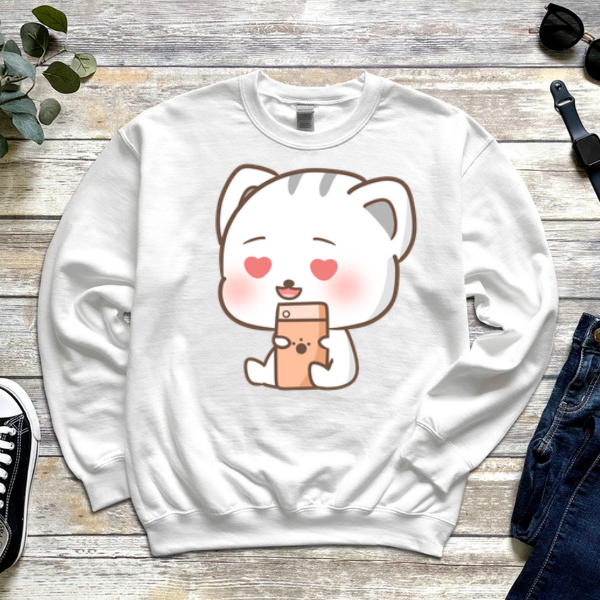Texting in Love Kitten Sweatshirt