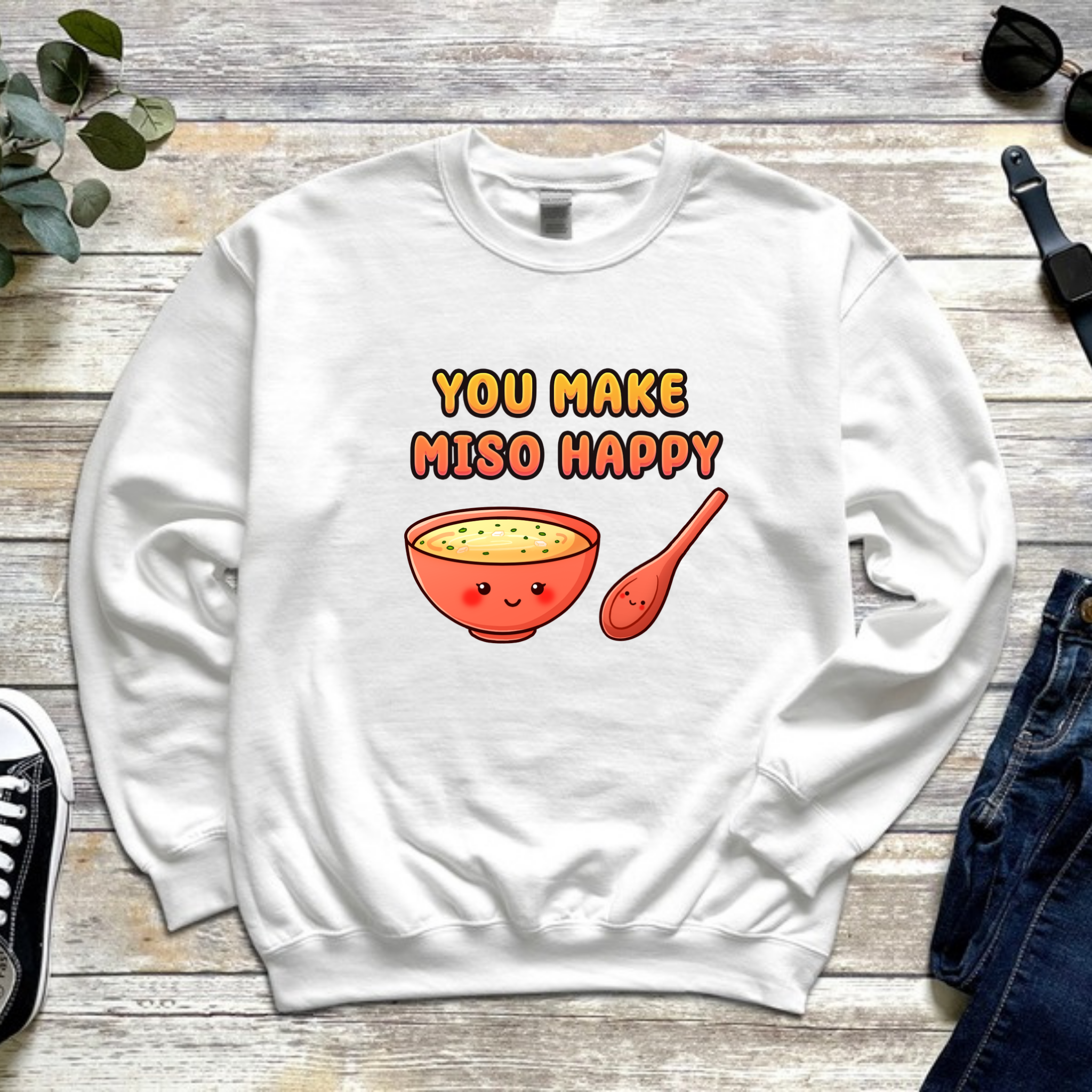 You Make Miso Happy Miso Soup and Spoon Couple Sweatshirt