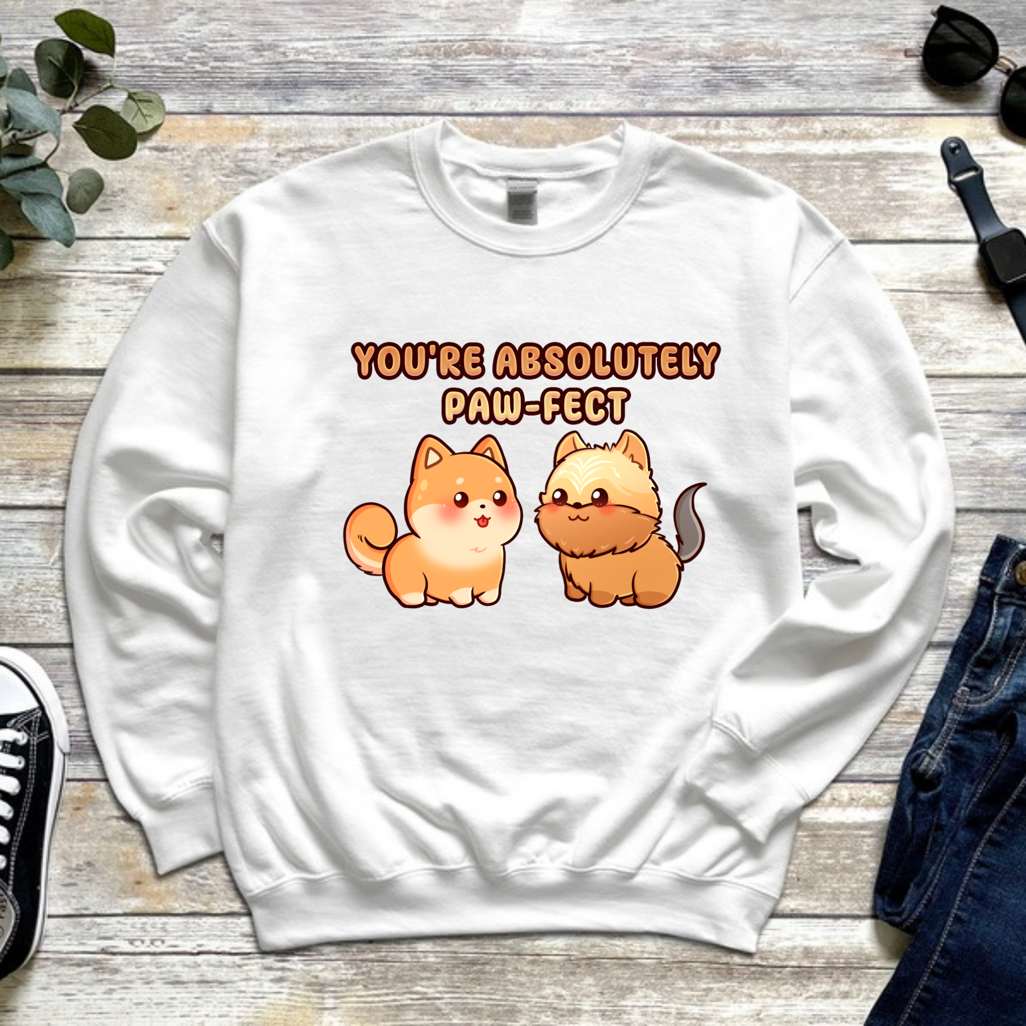 You're Absolutely Paw-fect Dog Couple - Shiba Inu & Yorkshire Terrier Sweatshirt