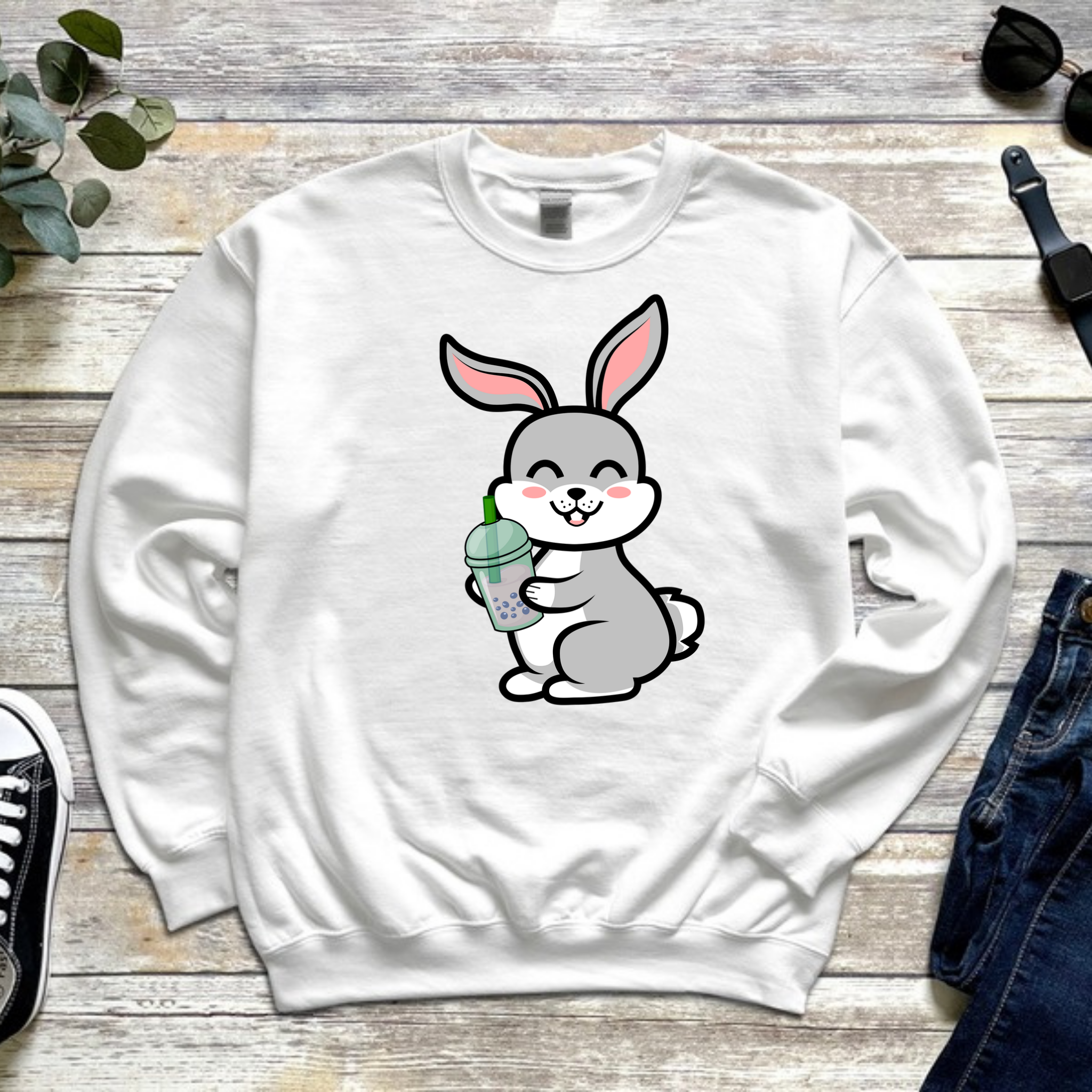 Bunny Rabbit Drinking Boba Sweatshirt