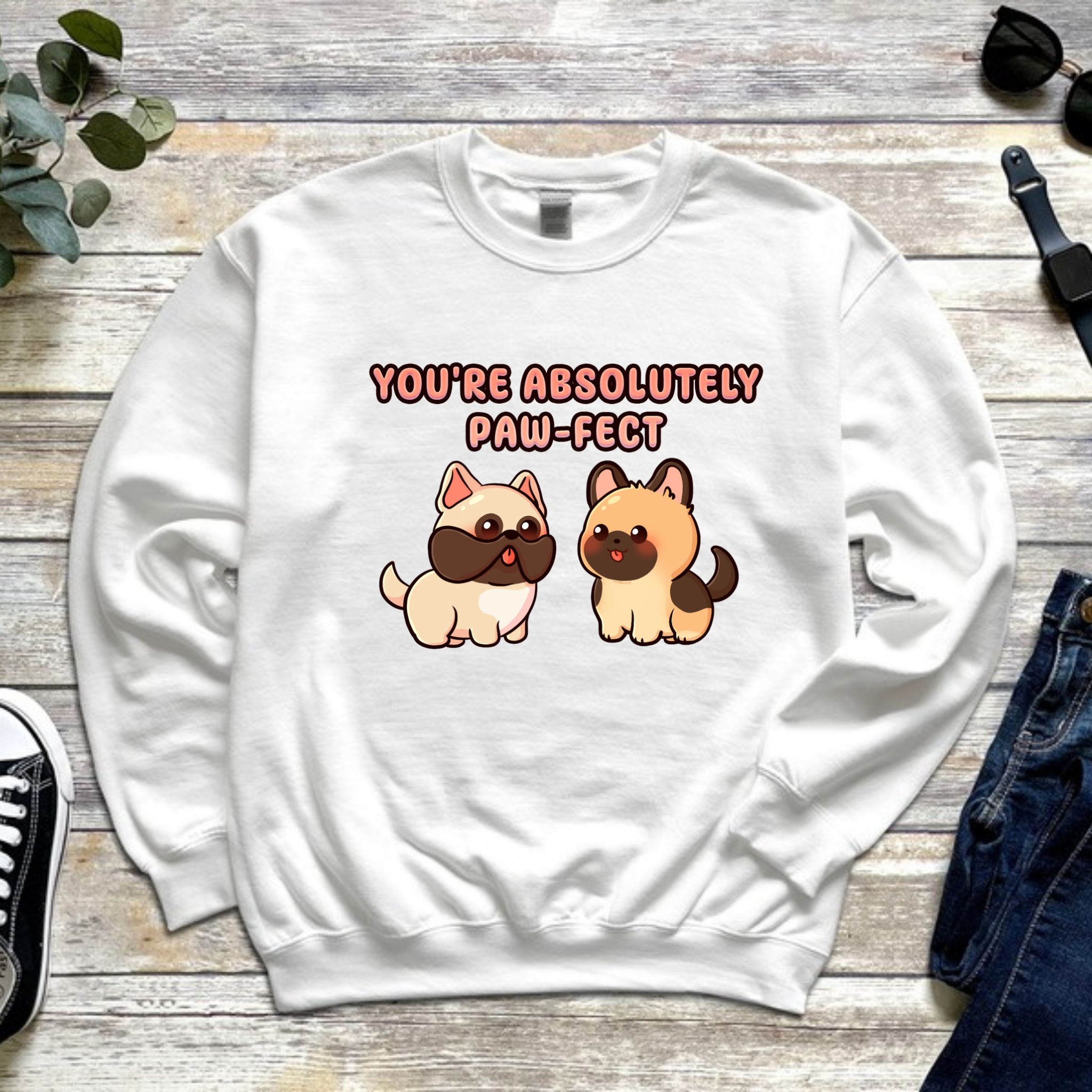 You're Absolutely Paw-fect Dog Couple - French Bulldog & German Shephard Sweatshirt