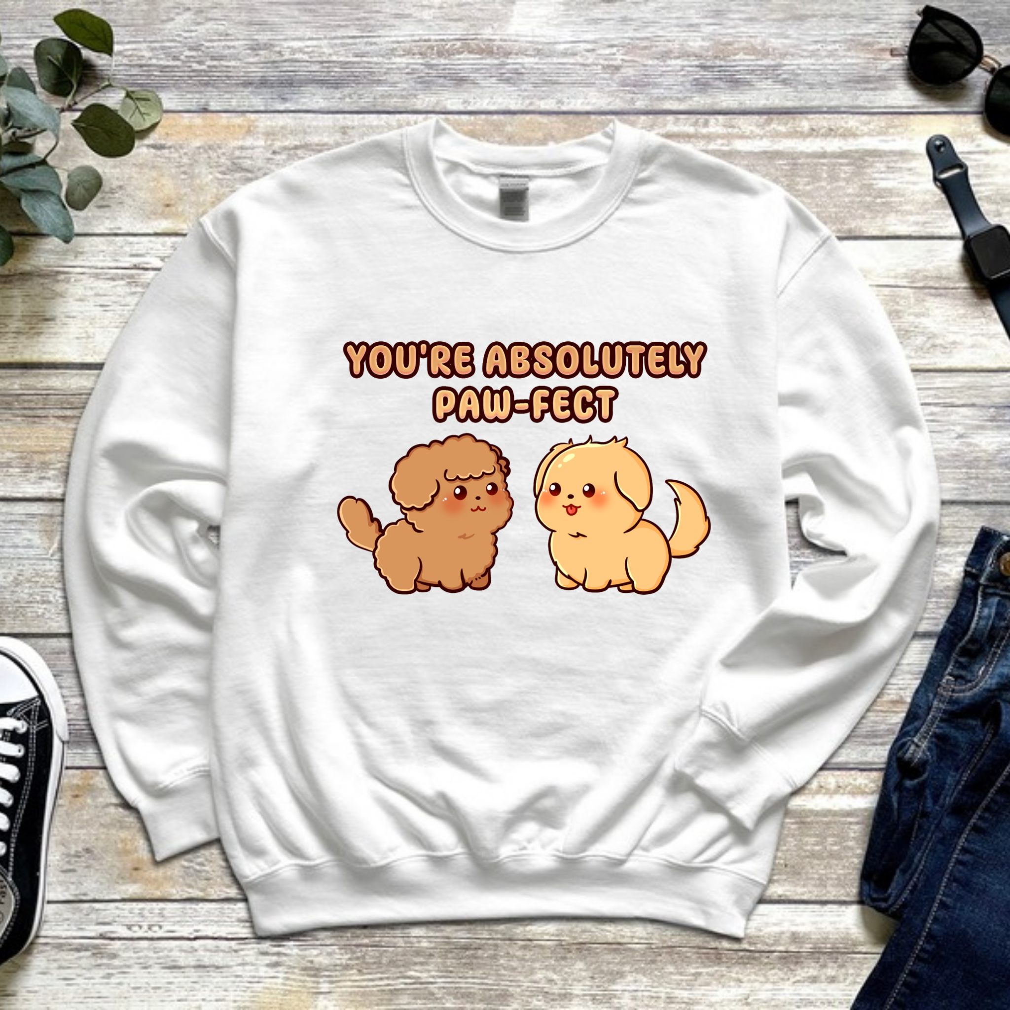 You're Absolutely Paw-Fect Dog Couple - Poodle & Golden Retriever Sweatshirt