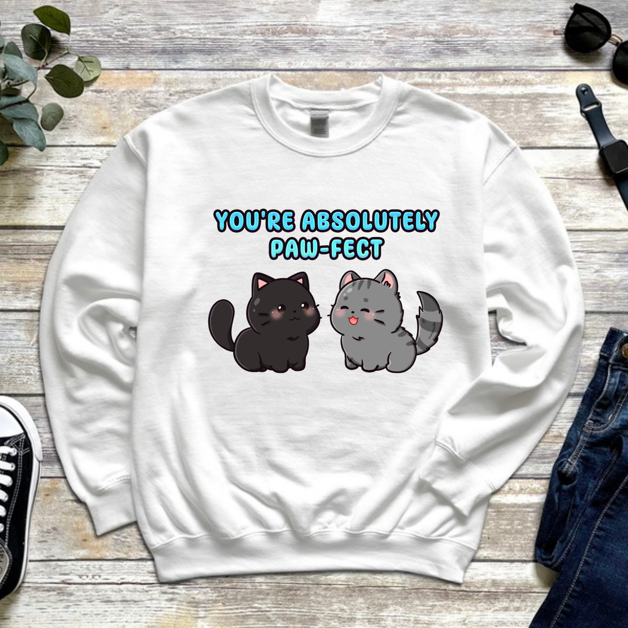 You're Absolutely Paw-Fect Cat Couple Sweatshirt