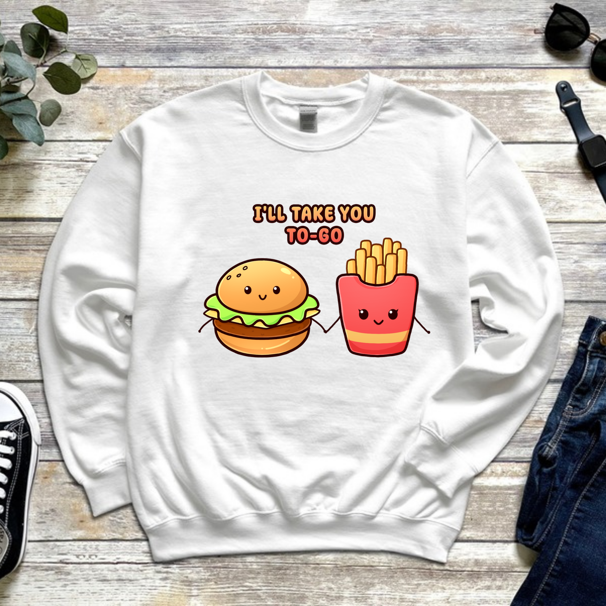I'll Take You To-Go Burger and Fries Couple Sweatshirt
