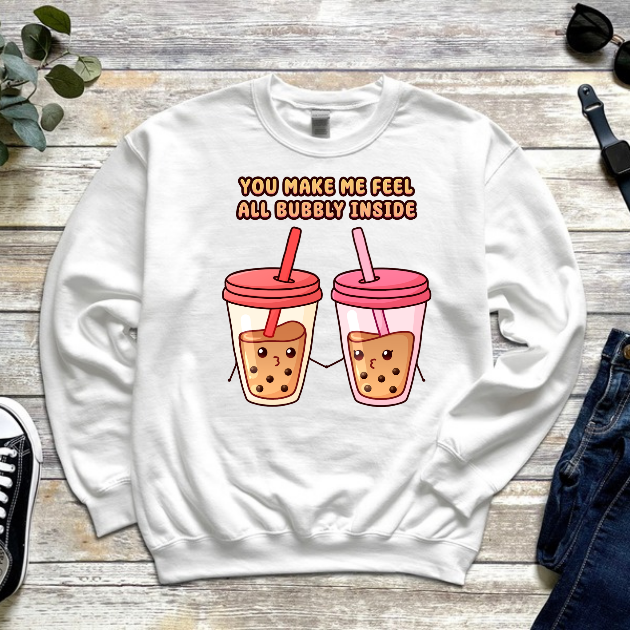You Make Me Feel All Bubbly Inside Boba Tea Couple Sweatshirt
